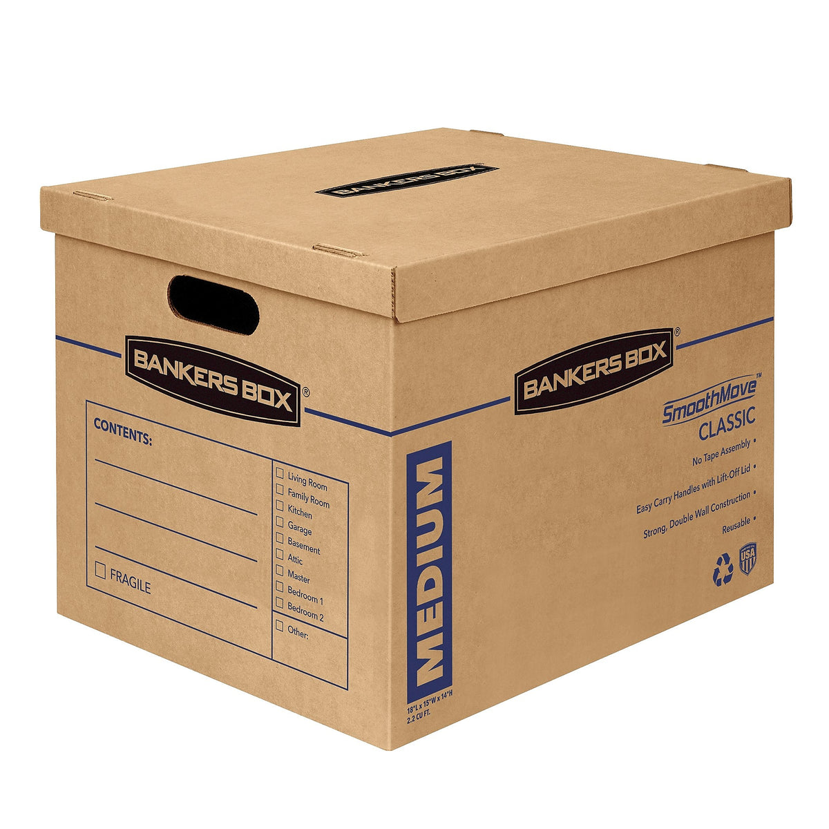 Bankers Box® SmoothMove 19" x 14.5" x 15.5" Moving Box, Kraft, 8/Carton