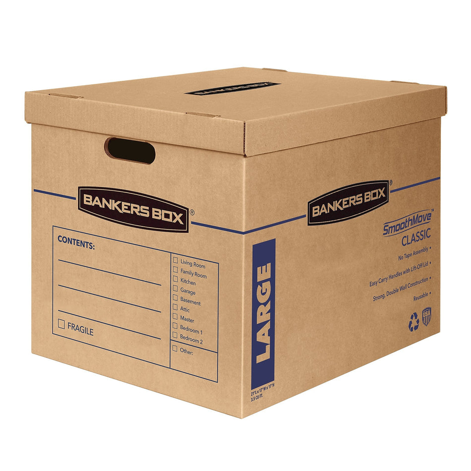 Bankers Box® SmoothMove 22.25" x 17.38" x 17.63" Moving Box, Kraft, 5/Carton