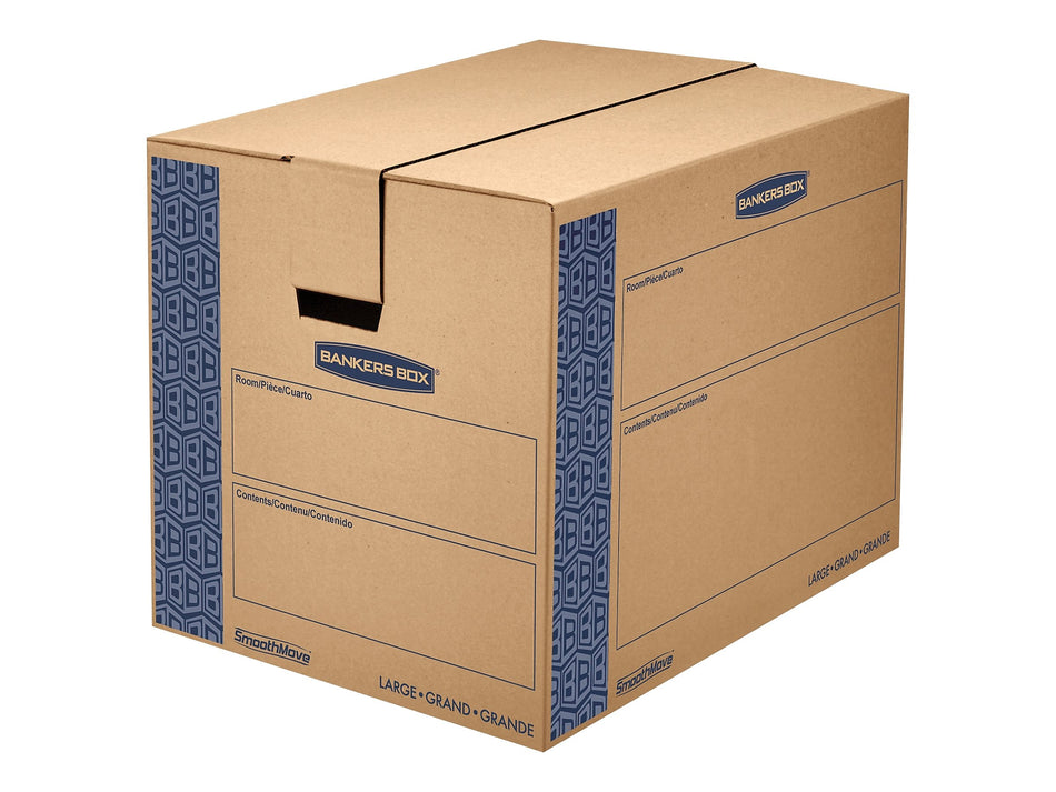 Bankers Box® SmoothMove 24" x 18" x 18" Moving Box, Blue/Kraft, 6/Bundle