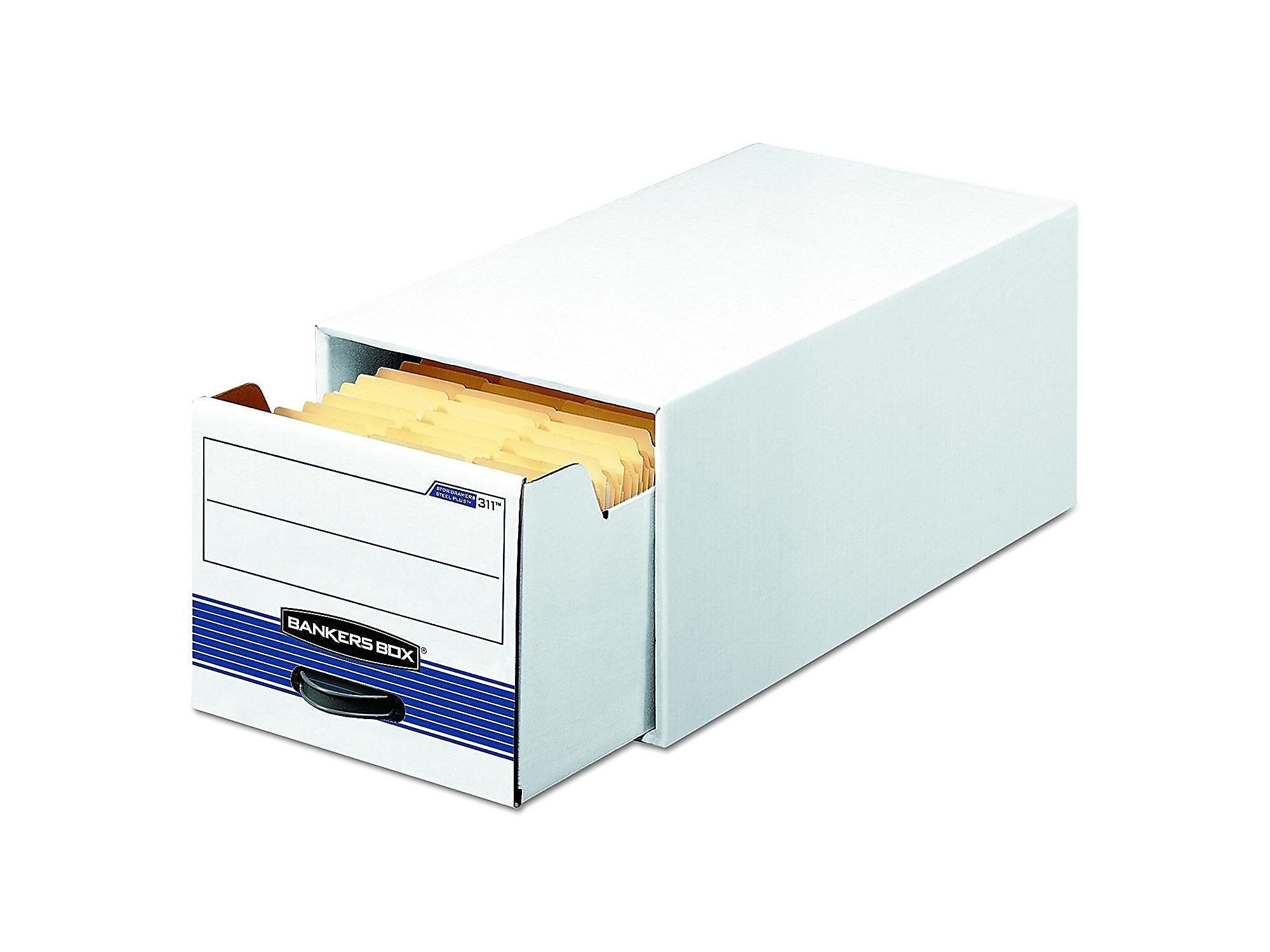Bankers Box Stor/Drawer File Storage Drawer, Stackable, Legal Size, White/Blue