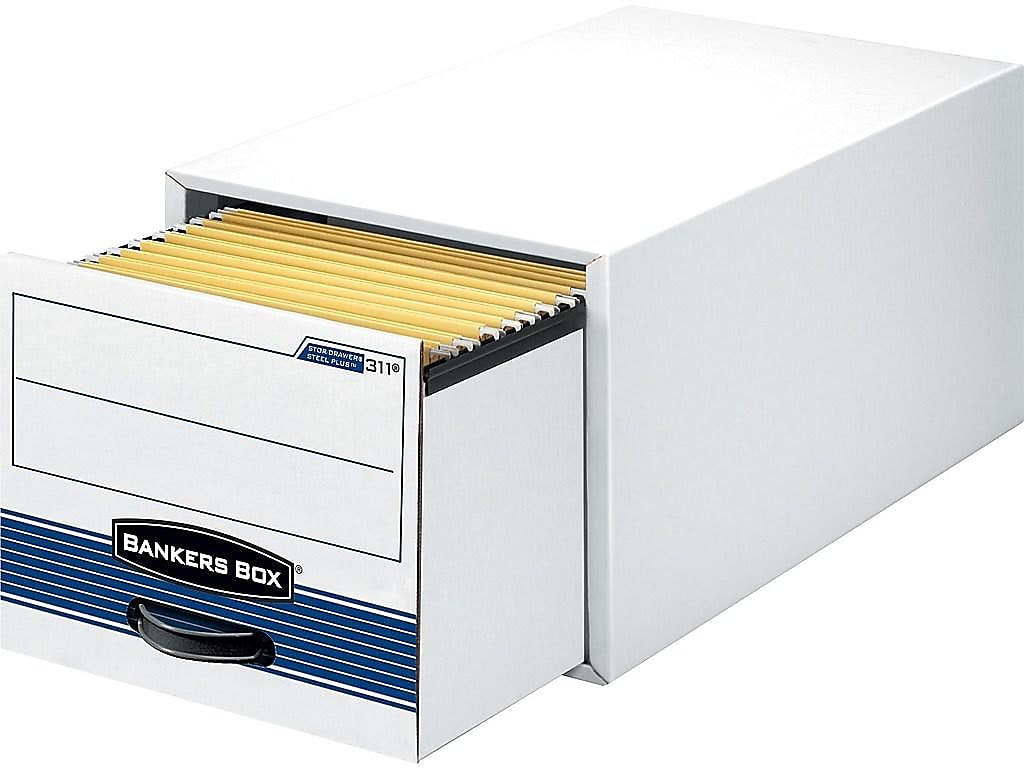Bankers Box Stor/Drawer Steel Plus File Drawers, Letter Size, White/Blue, 6/Carton