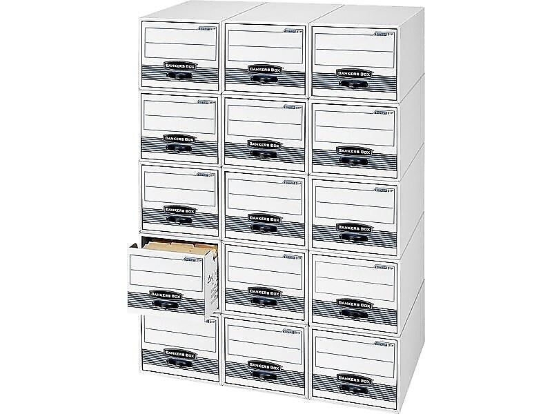 Bankers Box Stor/Drawer Steel Plus File Drawers, Letter Size, White/Blue, 6/Carton