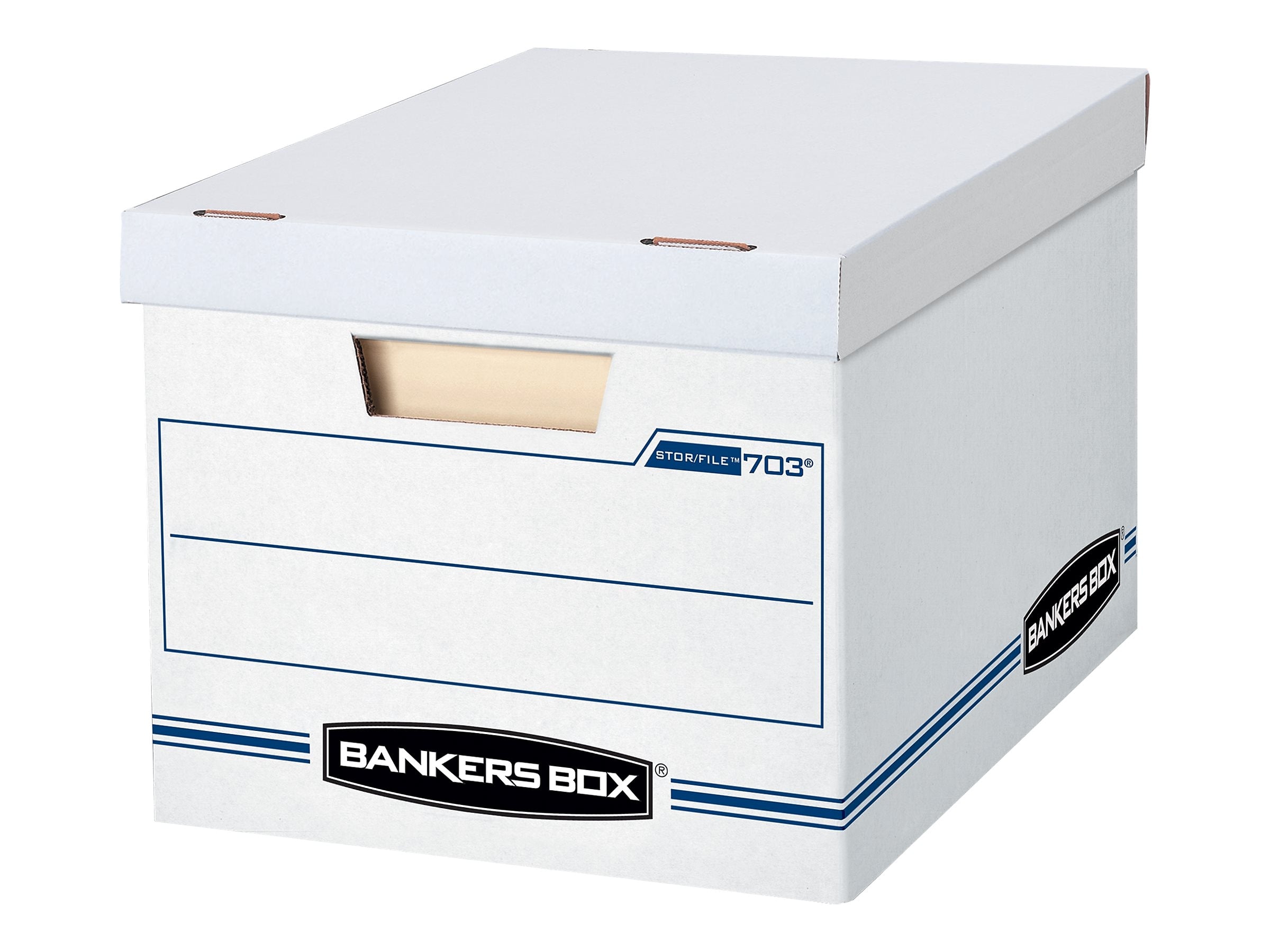 Bankers Box Stor/File™ Corrugated File Storage Boxes, Lift-Off Lid, Letter/Legal Size, White/Blue, 12/Carton