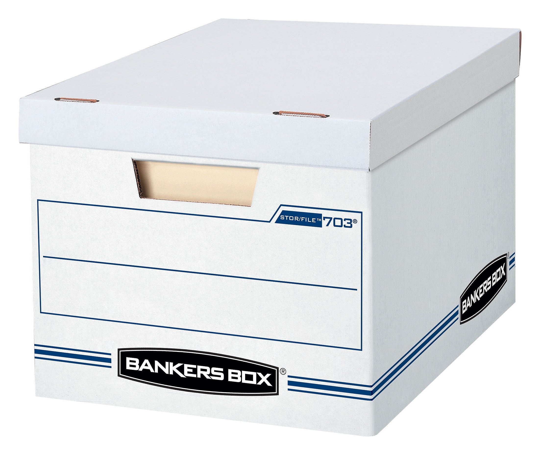 Bankers Box Stor/File Corrugated File Storage Boxes, Lift-Off Lid, Letter/Legal Size, White/Blue, 20/Pack