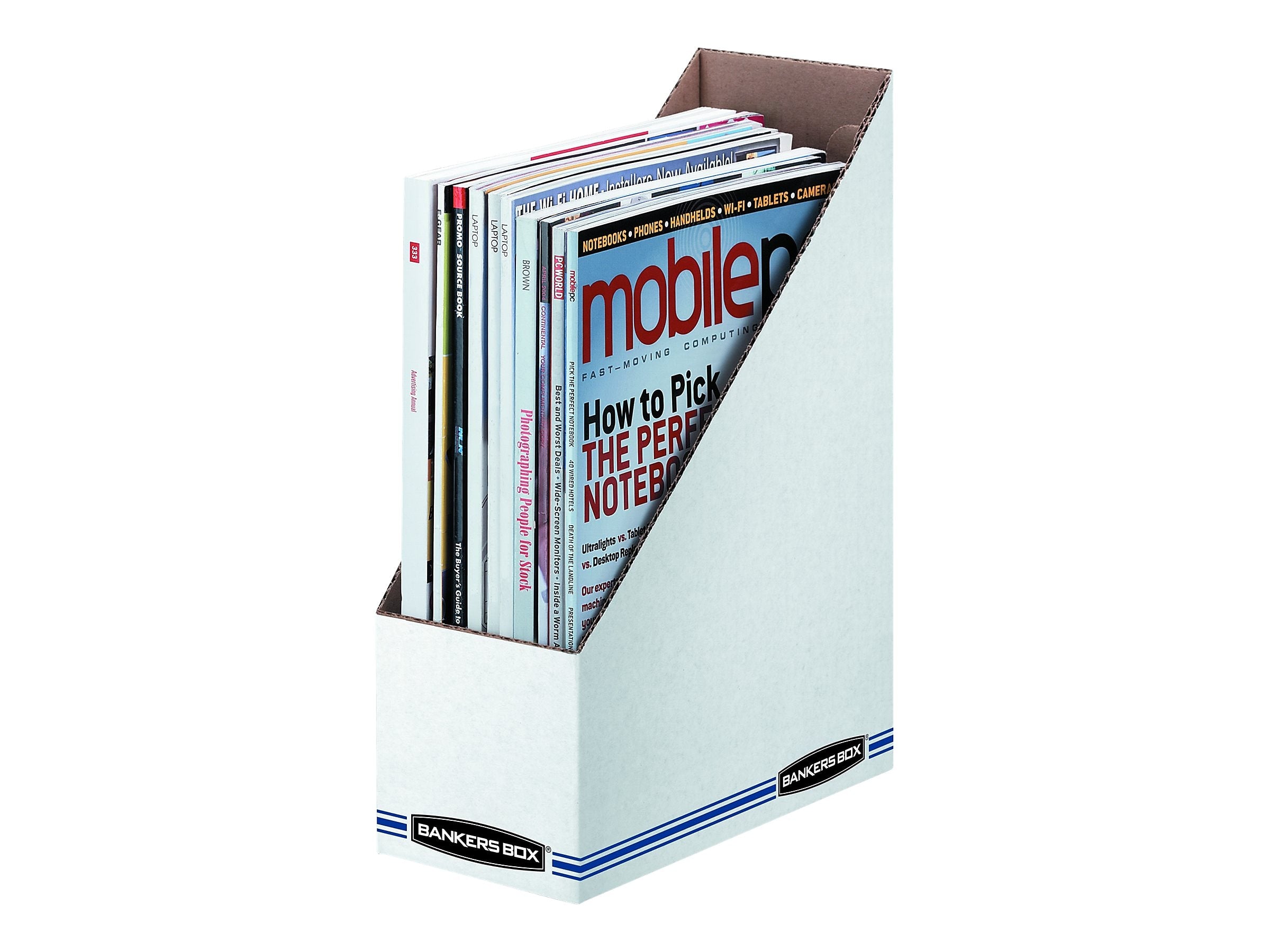 Bankers Box Stor/File Magazine File, Letter Size, White/Blue