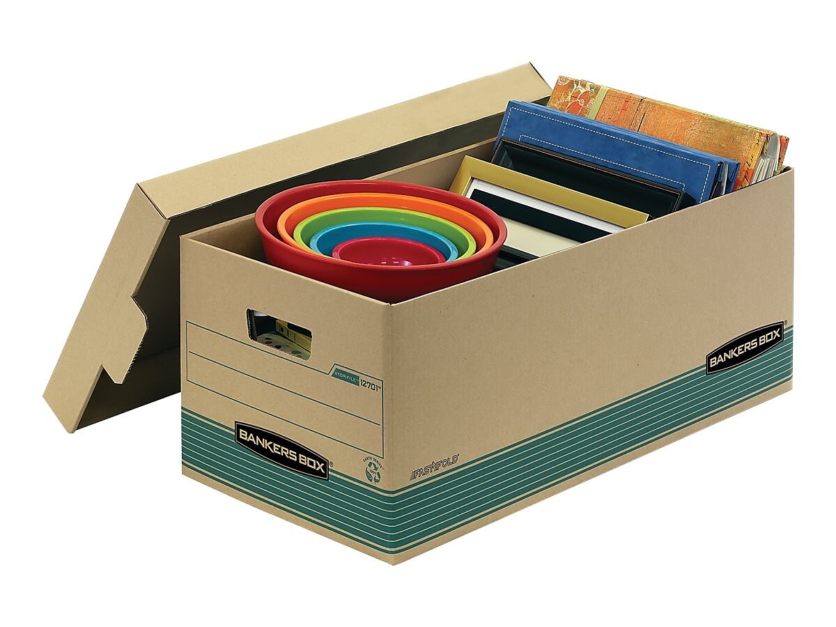 Bankers Box Stor/File Medium-Duty File Storage Boxes, Lift-Off Lid, Letter Size, Brown, 12/Carton