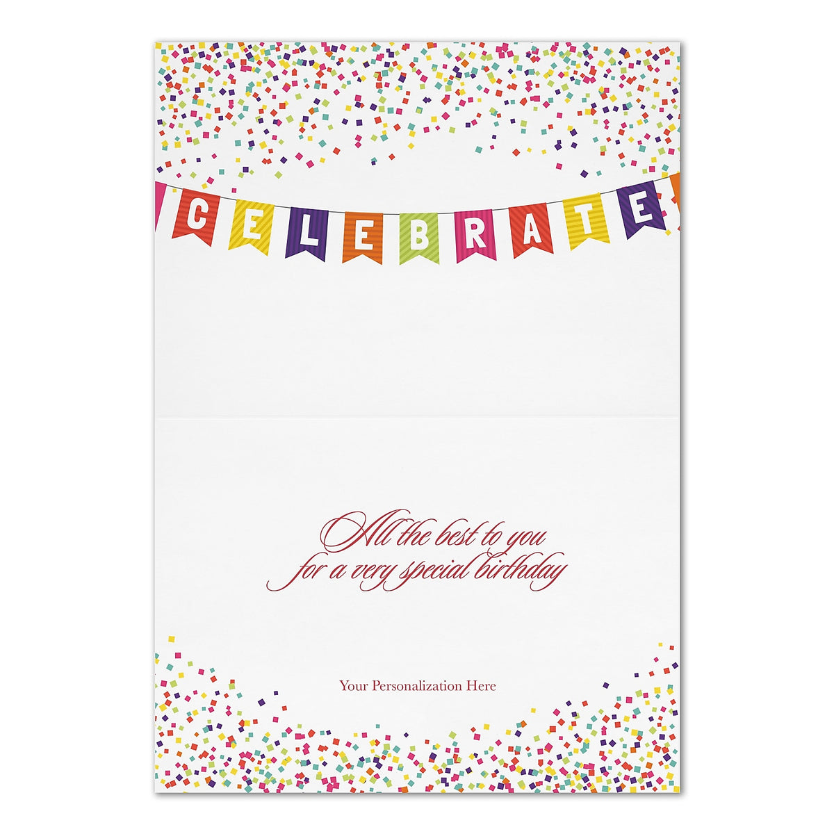 "Banner Birthday" Card w/ Silver Lined White Envelope, 100/BX