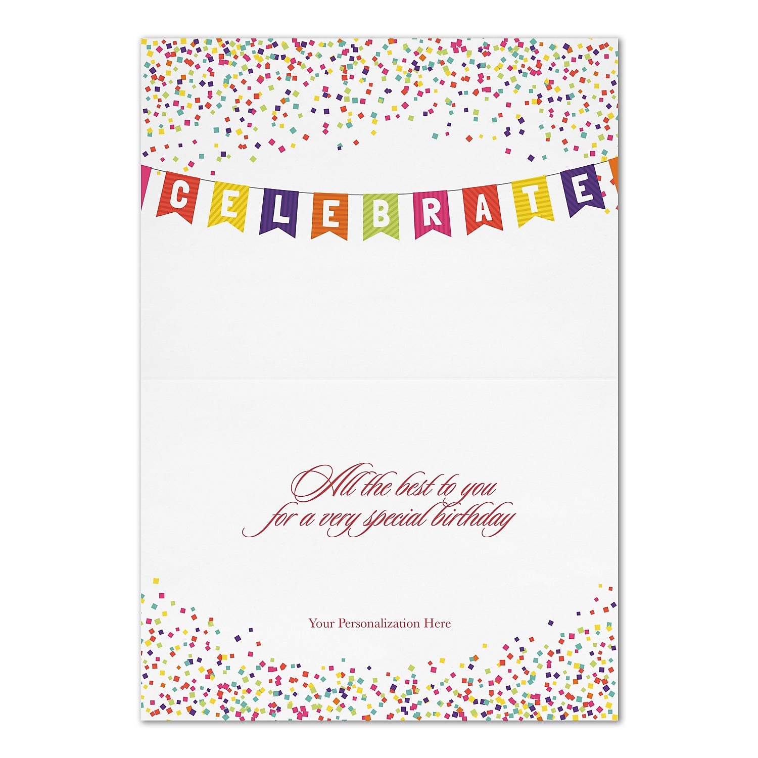 "Banner Birthday" Card w/ Silver Lined White Envelope, 25/BX