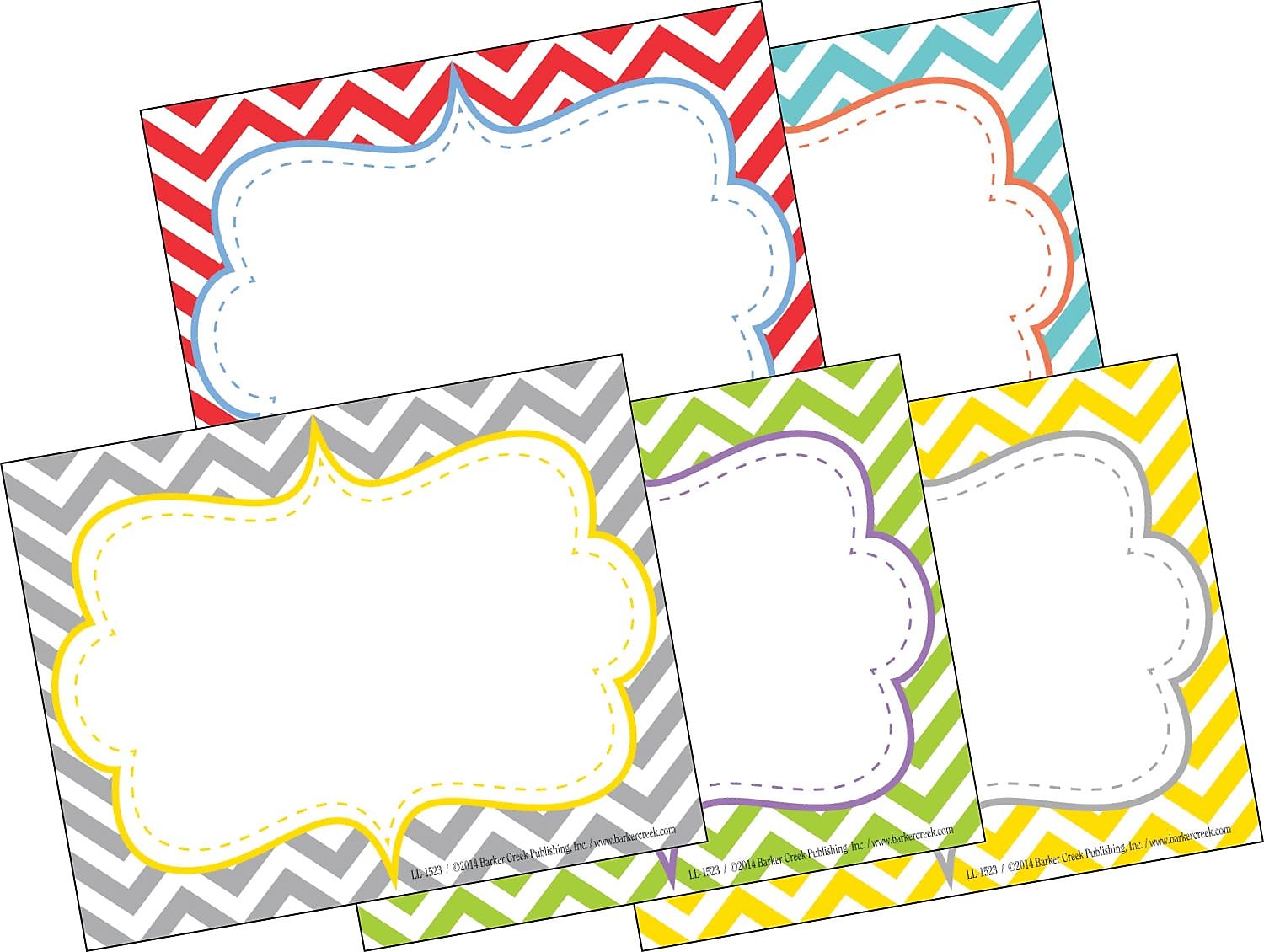 Barker Creek All Grades Self-Adhesive Name Tag, Beautiful Chevron, 45/Pack