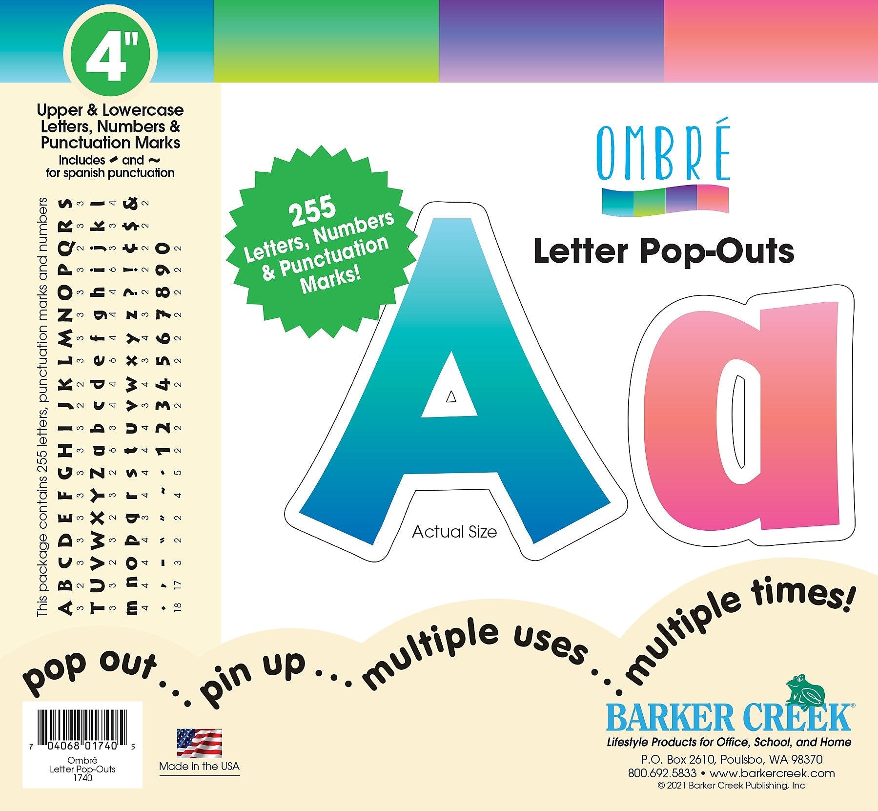 Barker Creek Ombré Letters and Numbers, 255/Set