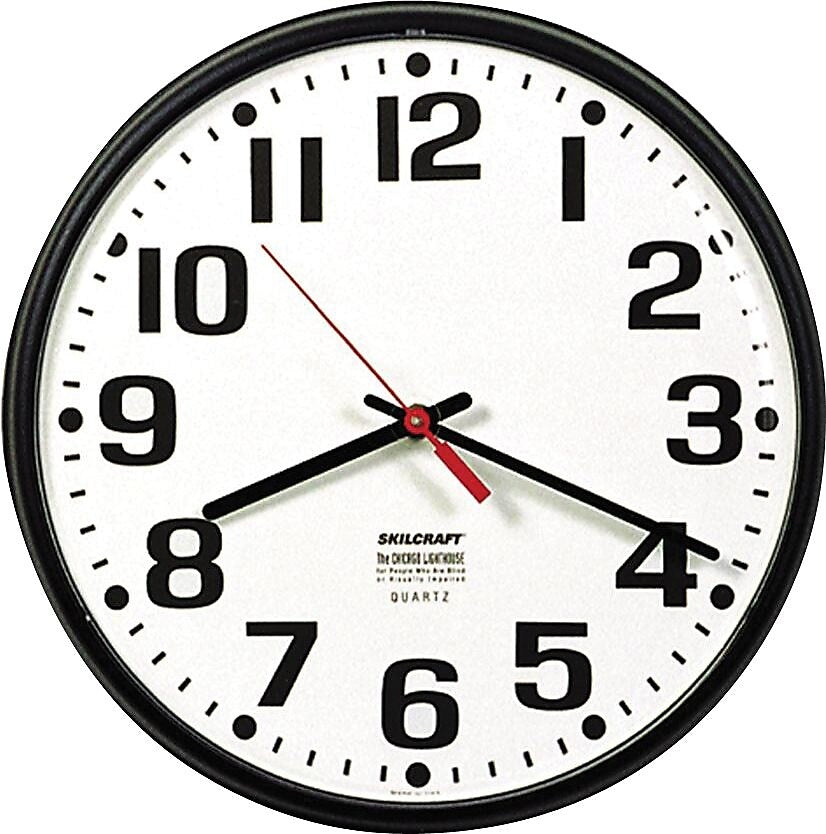 Battery Operated Wall Clock, Black, 8