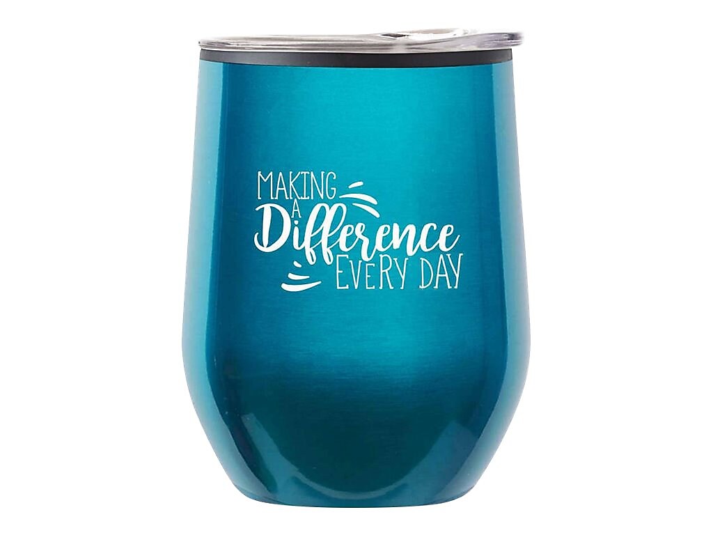 Baudville Cheers! Tumbler, Turquoise Metallic, 12 oz.