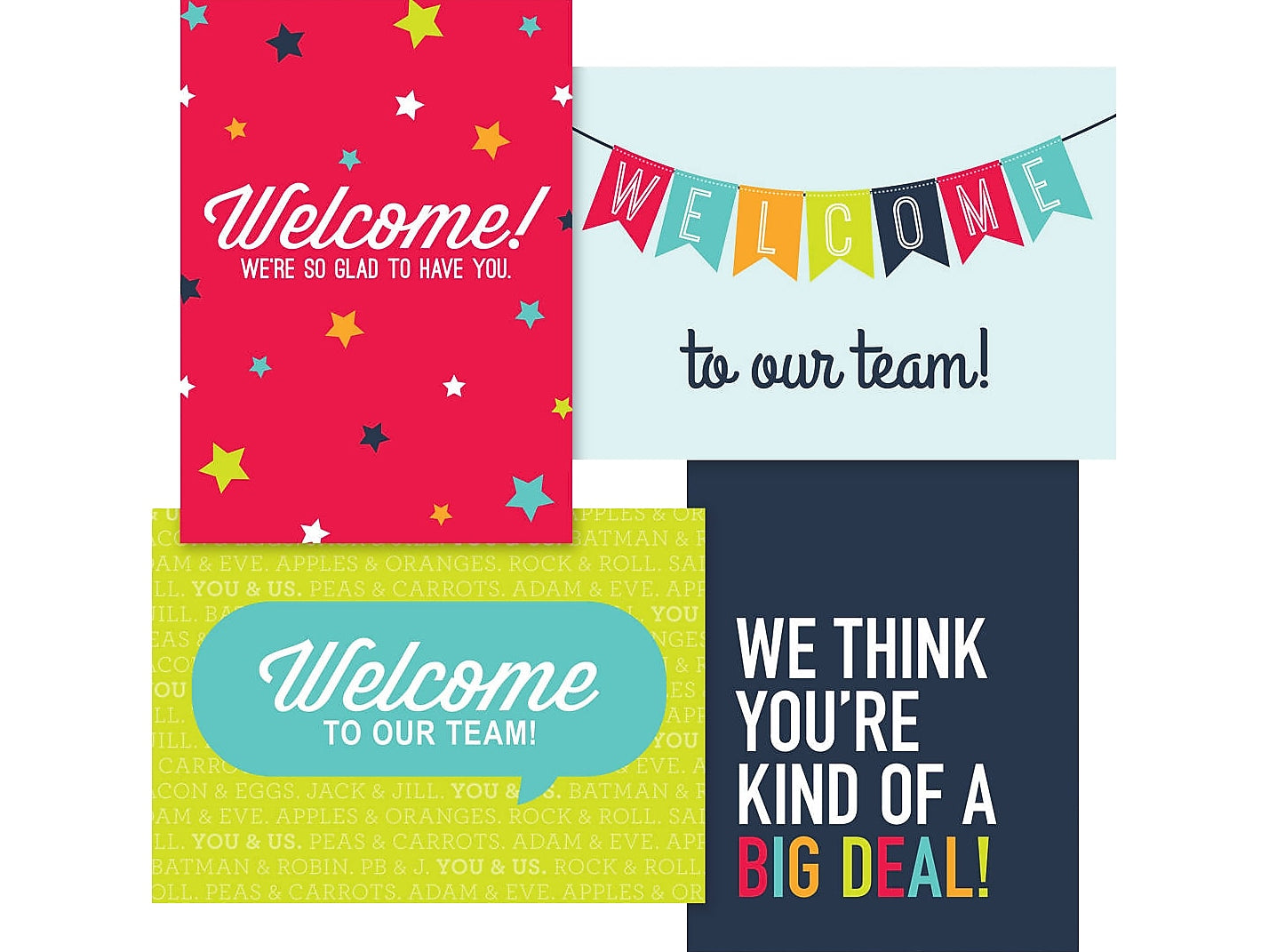 Baudville Onboarding Welcome Workplace Cards with Envelopes, 5.63