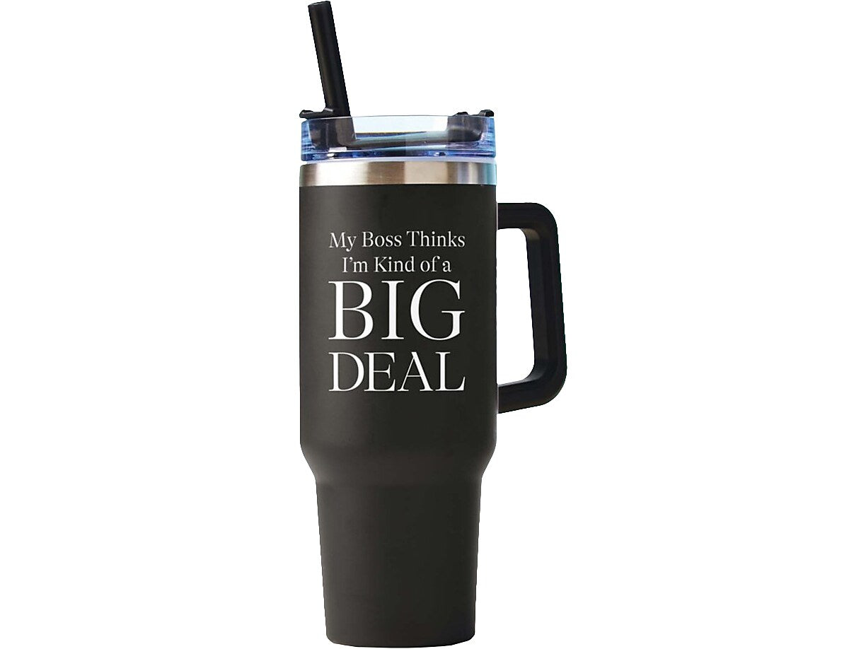 Baudville Thirst Quencher Big Deal Tumbler, Black, 40 Oz.
