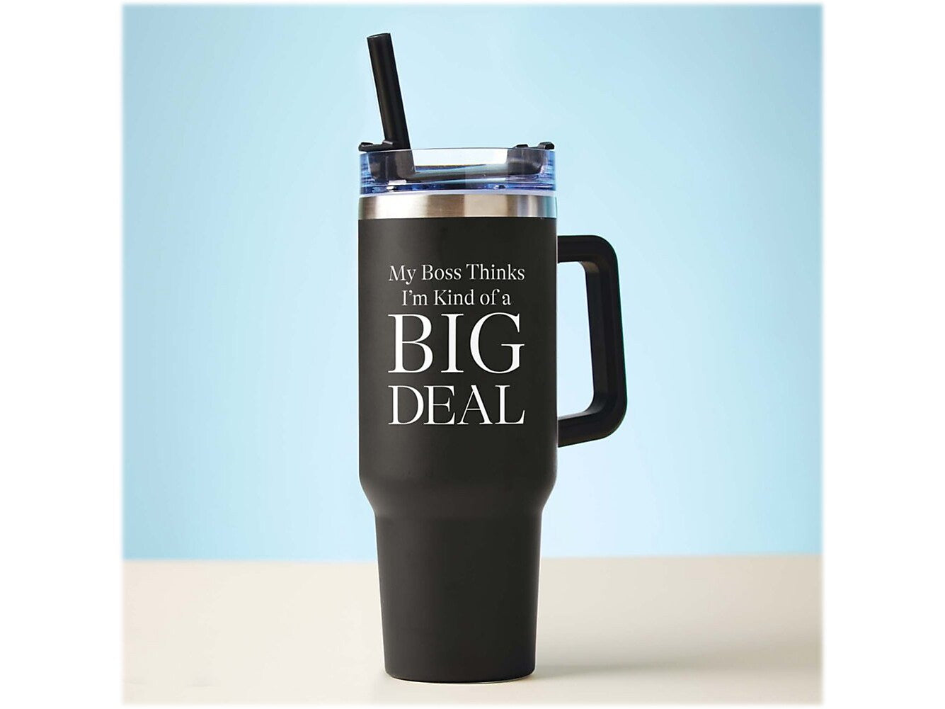 Baudville Thirst Quencher Big Deal Tumbler, Black, 40 Oz.