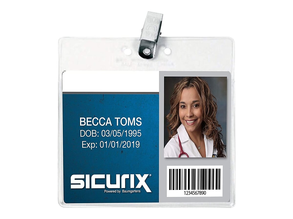 Baumgarten's SICURIX ID Badge Holders, Clear, 50/Pack
