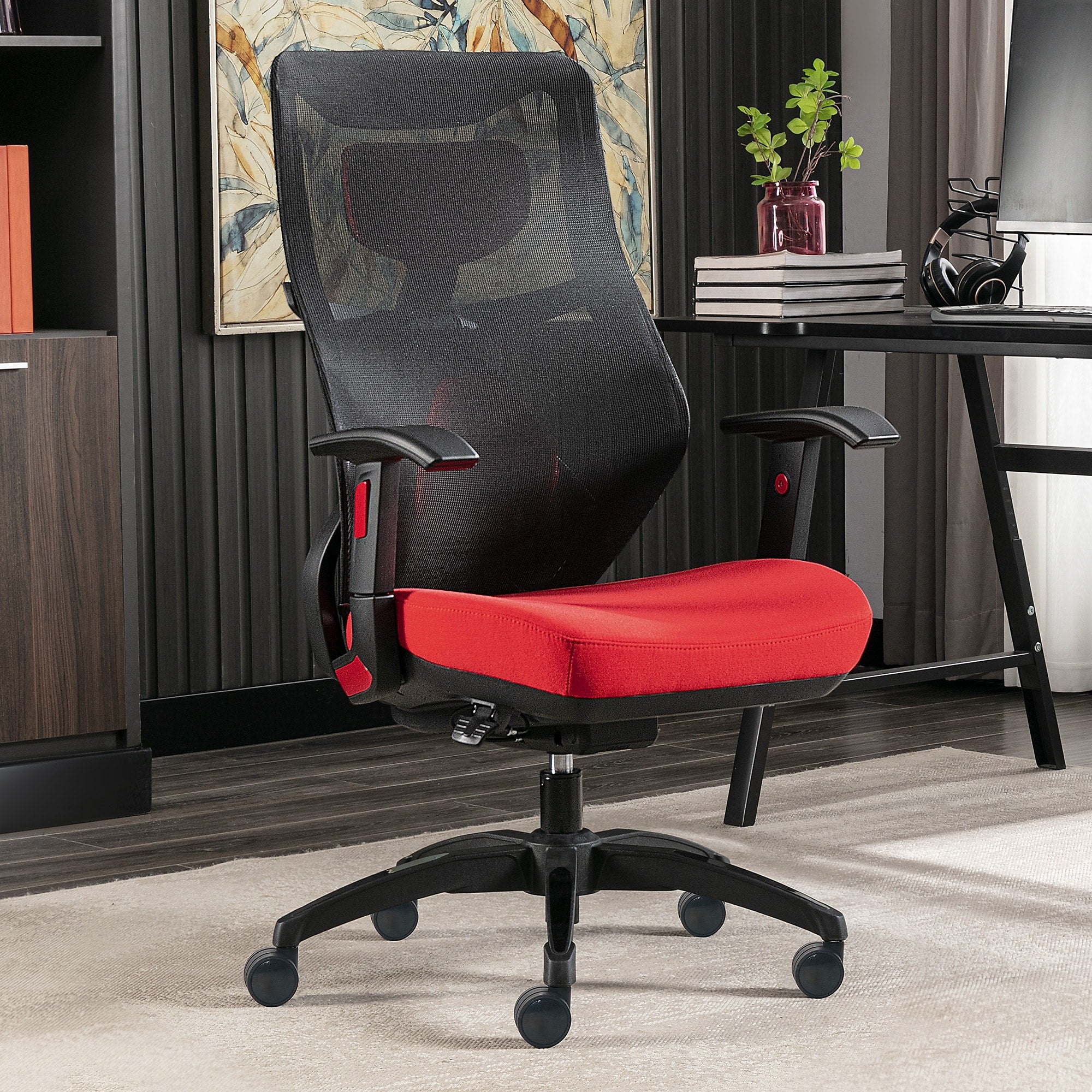 Beautyrest Duo-EX Ergonomic Mesh Swivel Computer Chair, Red