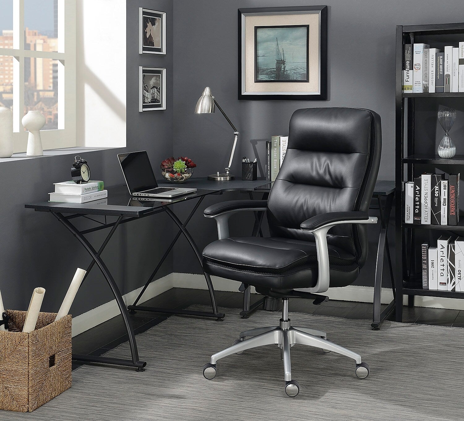Beautyrest Platinum Sofil Bonded Leather Executive Chair, Black
