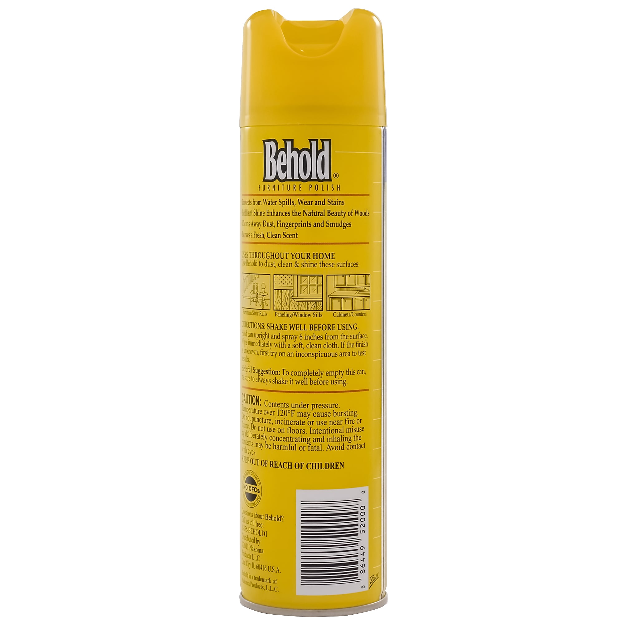 Behold Furniture Polish, Lemon Scent, 12.5 Oz.