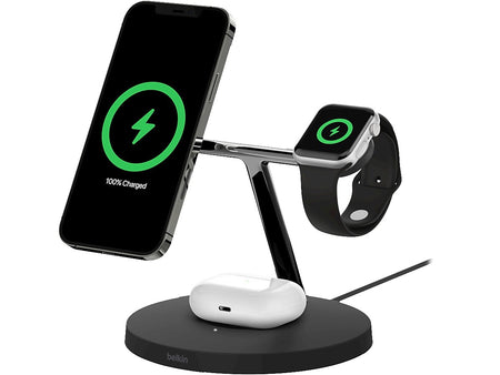 Belkin BOOST CHARGE PRO 3-in-1 Wireless Charger with MagSafe for iPhone 12, Black