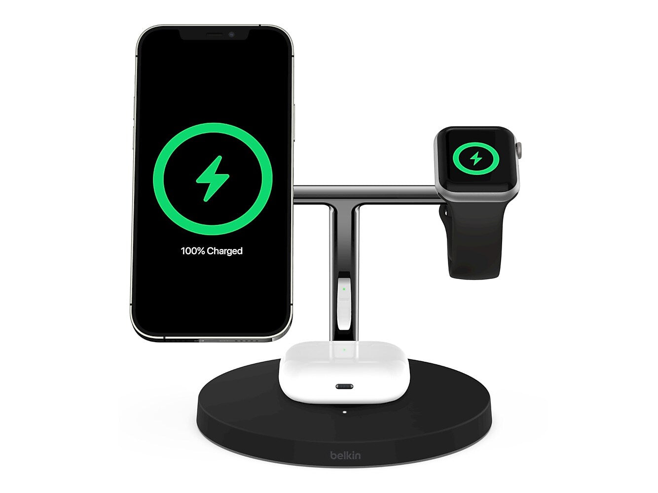 Belkin BOOST CHARGE PRO 3-in-1 Wireless Charger with MagSafe for iPhone 12, Black