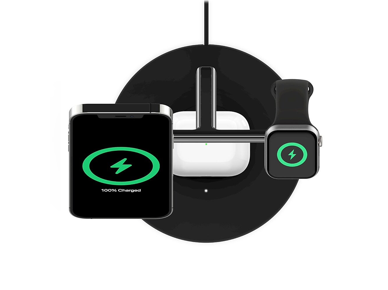 Belkin BOOST CHARGE PRO 3-in-1 Wireless Charger with MagSafe for iPhone 12, Black