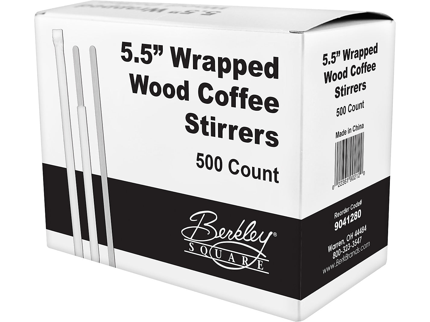 BERK Individually Wrapped Wooden Stirrer, 500/Box
