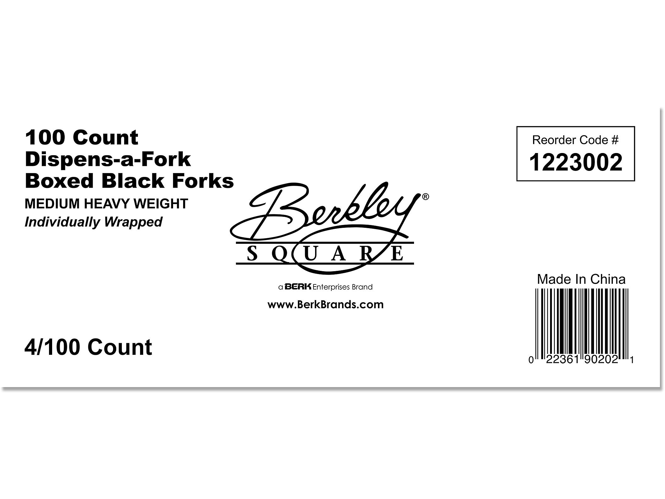Berkley Square Dispens-A-Fork Plastic Forks, Medium-Weight, Black, 100/Box