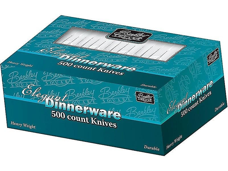 Berkley Square Elegant Dinnerware Plastic Knife, Heavy-Weight, White, 500/Box