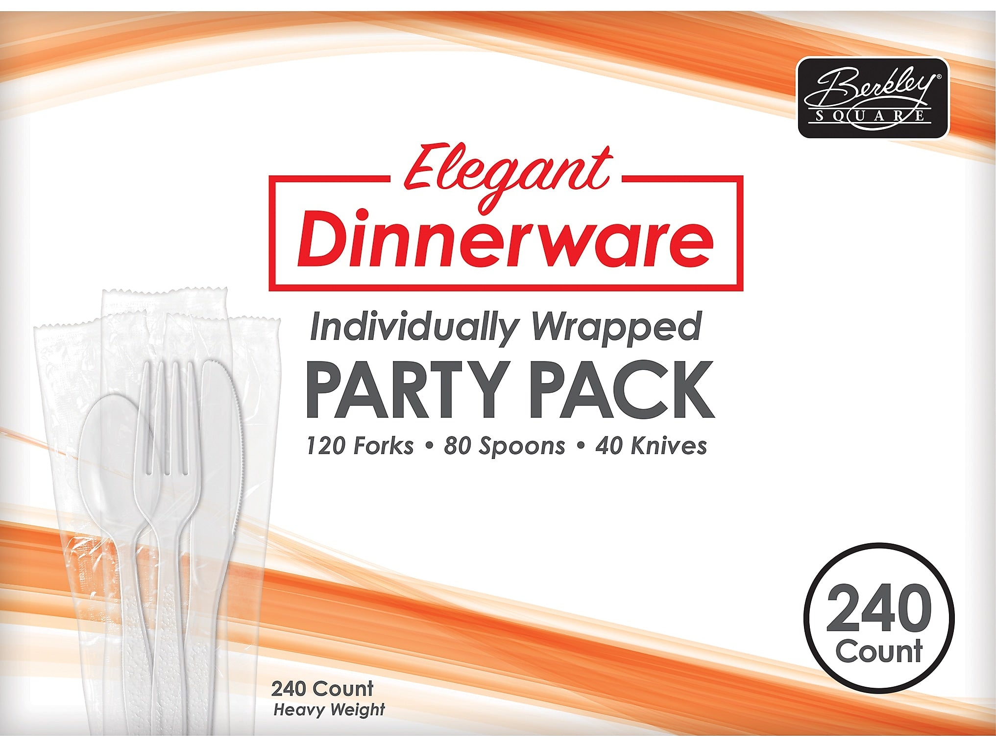 Berkley Square Elegant Dinnerware Polystyrene Assorted Cutlery, Heavy-Weight, White, 240/Box