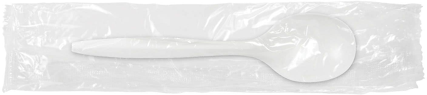 Berkley Square Individually Wrapped Plastic Soup Spoon, Medium-Weight, White, 1,000/Pack
