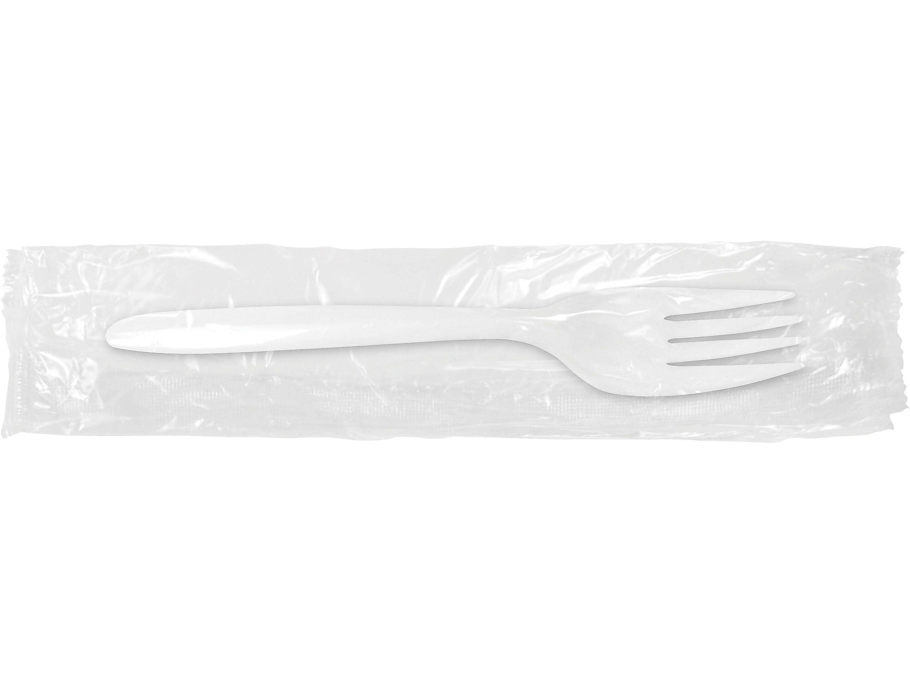 Berkley Square Individually Wrapped Polypropylene Forks, Medium-Weight, White, 1000/Carton