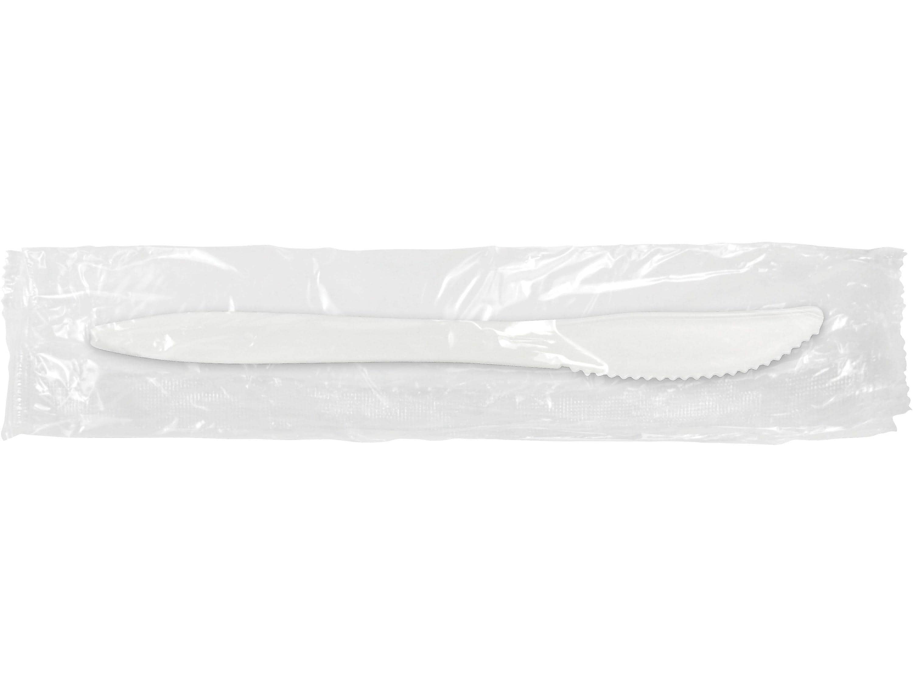Berkley Square Individually Wrapped Polypropylene Knives, Medium-Weight, White, 1000/Carton