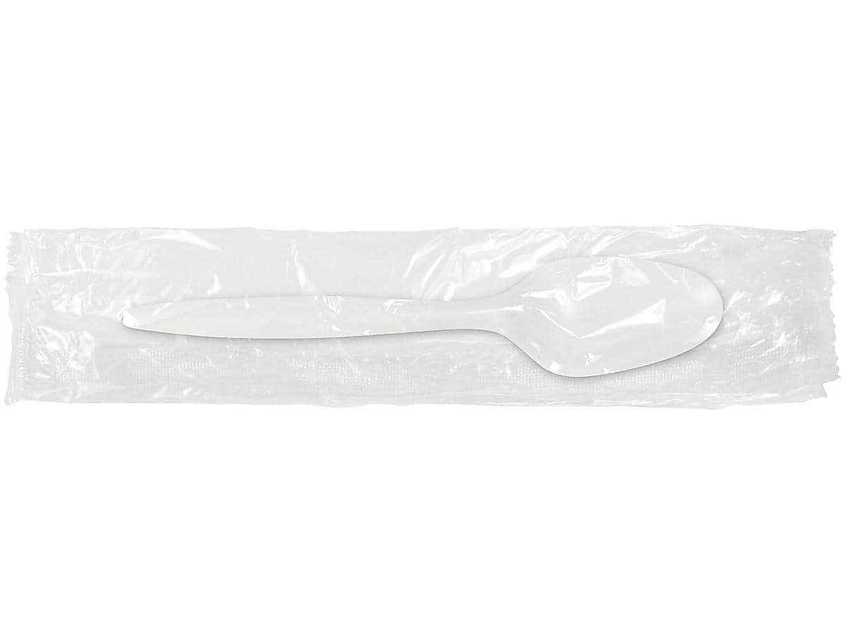 Berkley Square Individually Wrapped Teaspoon, Medium-Weight, White, 1,000/Pack