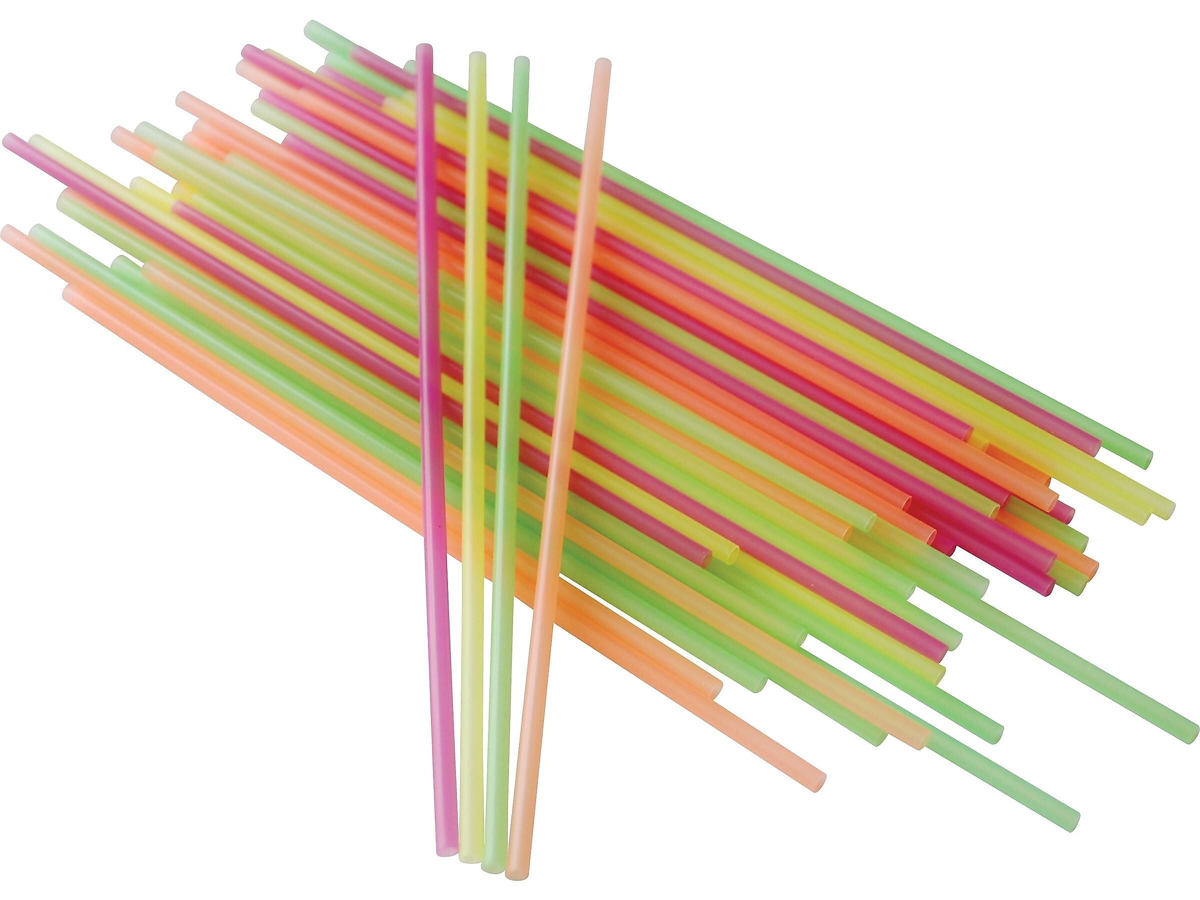 Berkley Square Neon Assorted Colors Stirrer Straws, 1000/Pack
