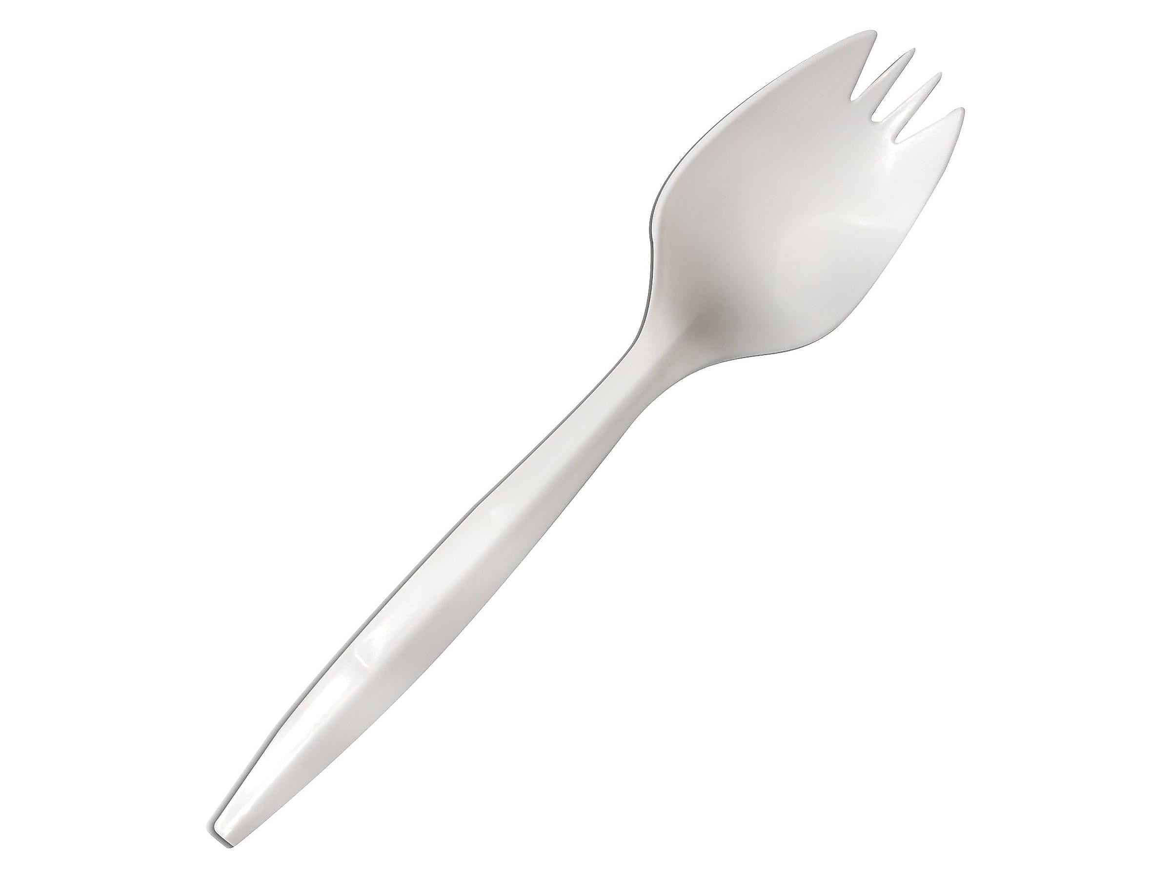 Berkley Square Plastic Spork, Medium-Weight, White, 1000/Carton