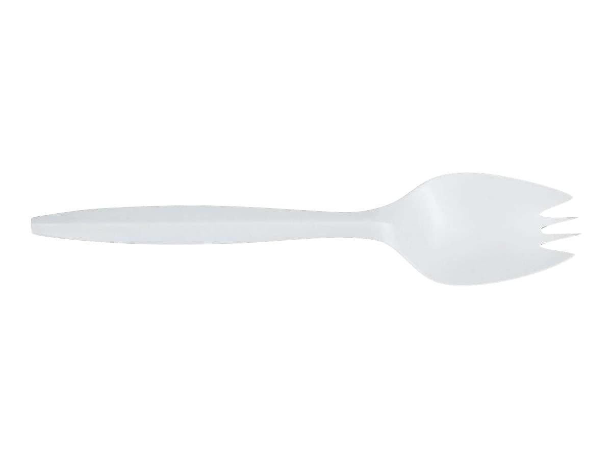 Berkley Square Plastic Spork, Medium-Weight, White, 1000/Carton