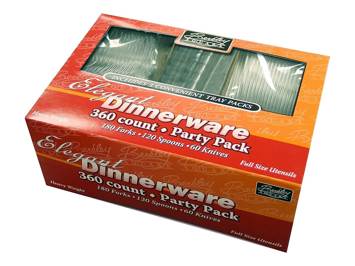 Berkley Square Polystyrene Serving Sets, Heavy-Weight, Clear, 360/Pack