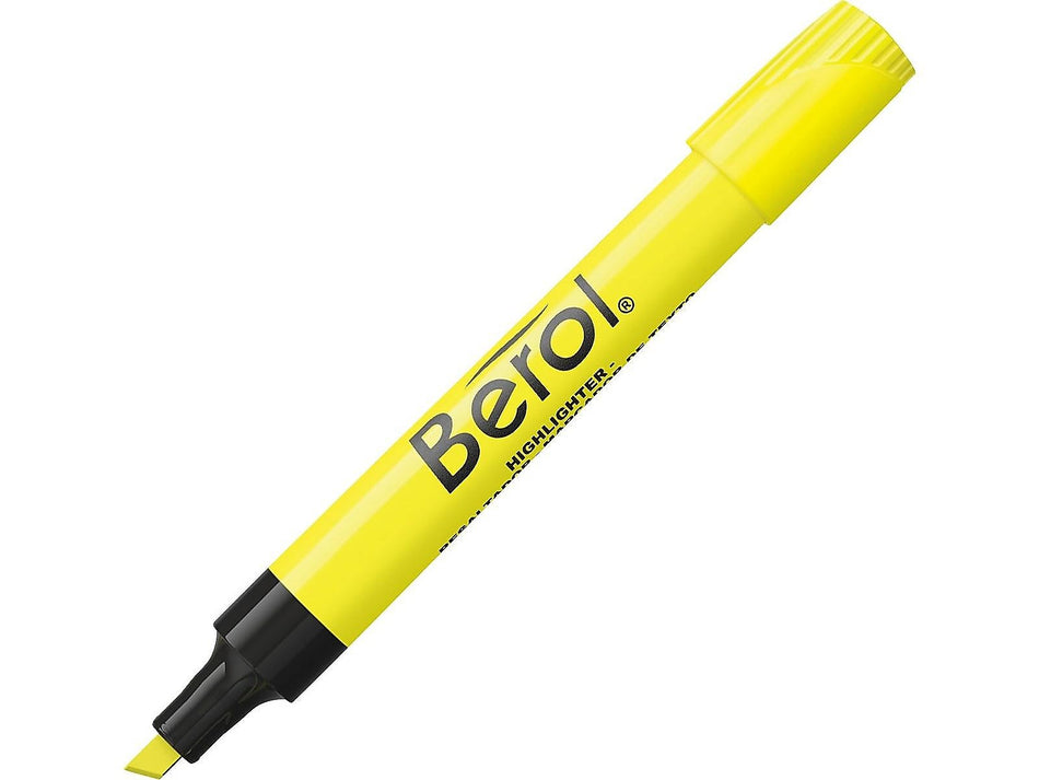 Berol Tank Highlighters, Chisel, Yellow, Dozen