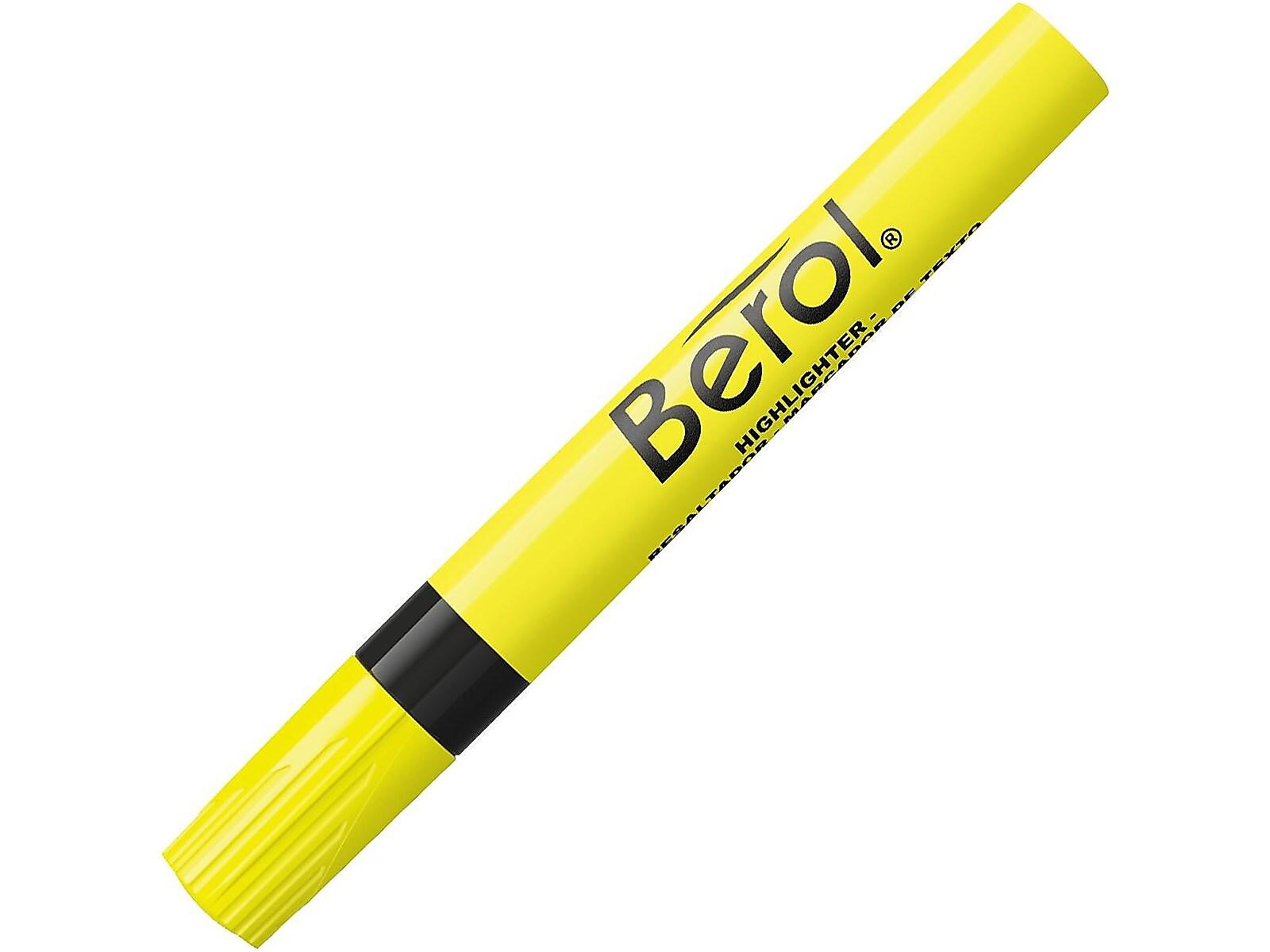 Berol Tank Highlighters, Chisel, Yellow, Dozen