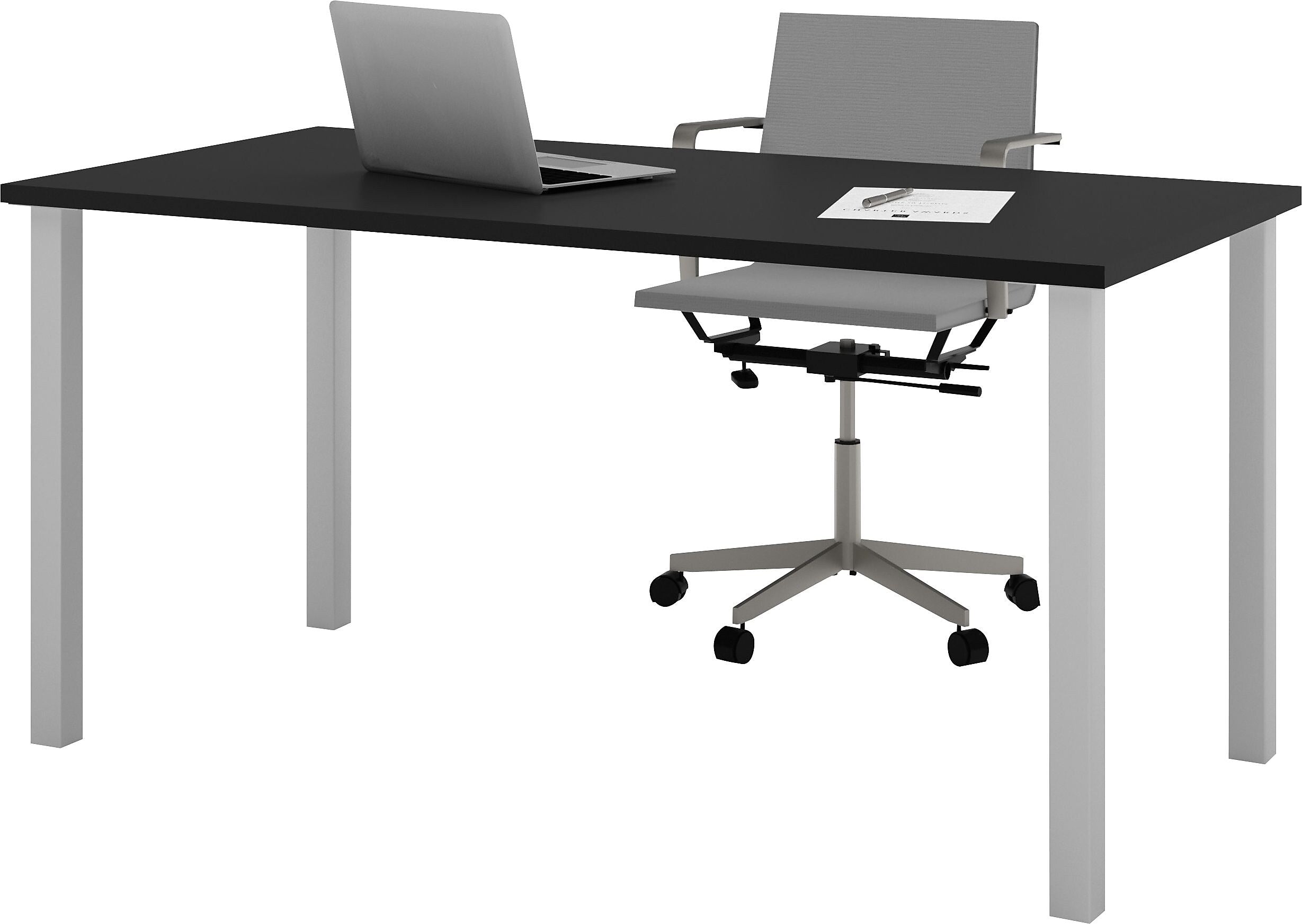 Bestar® 30"x60" Table with Square Metal Legs, Black