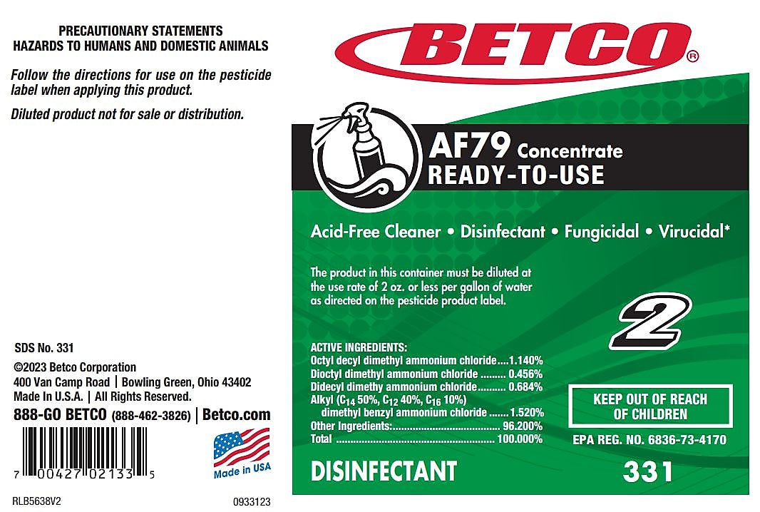 Betco AF79 Concentrate Secondary Label, 24/Pack