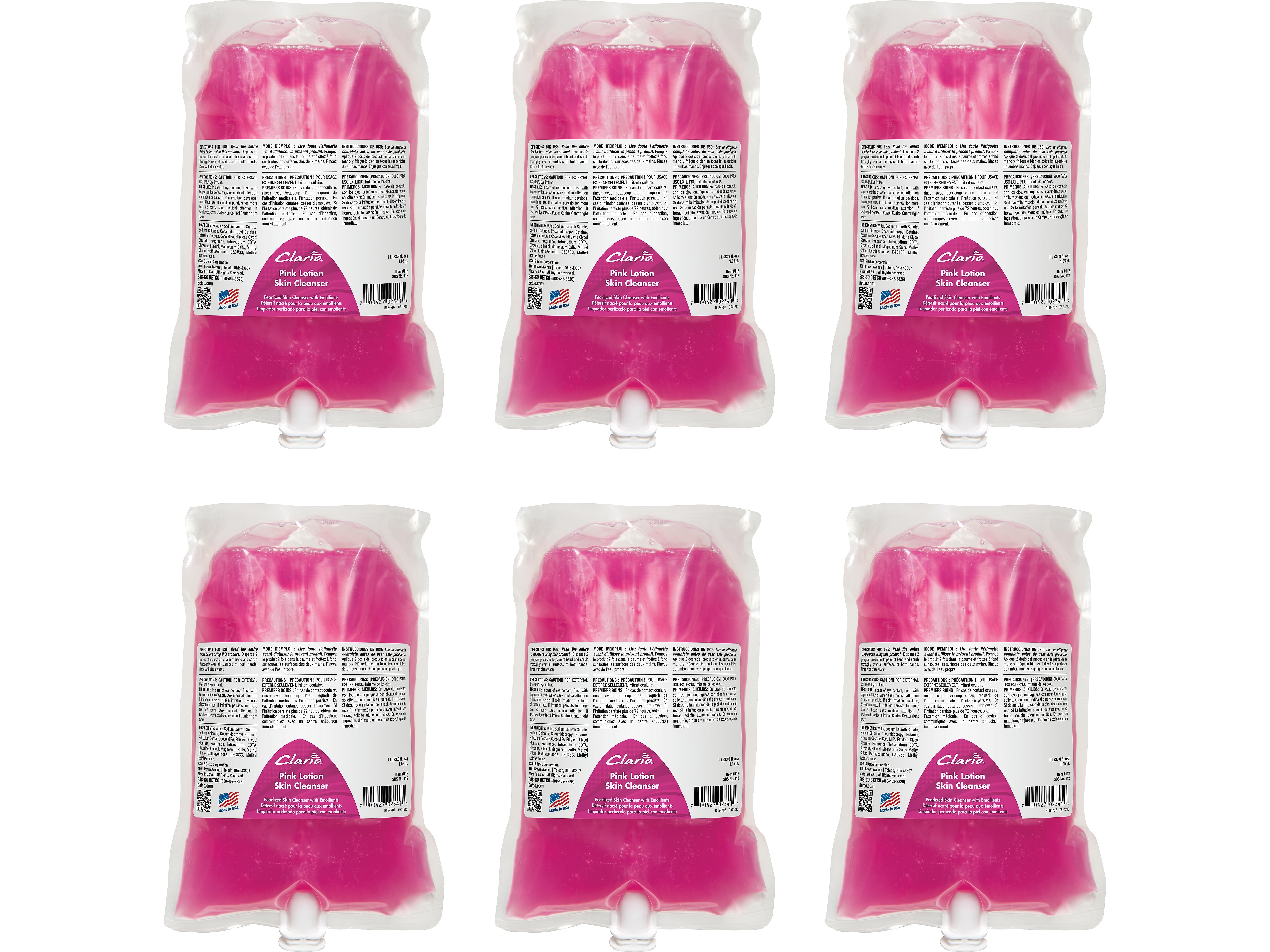 Betco Liquid Hand Soap Refill for 11229-00 Dispenser, Clean Bouquet Scent, 6/Carton