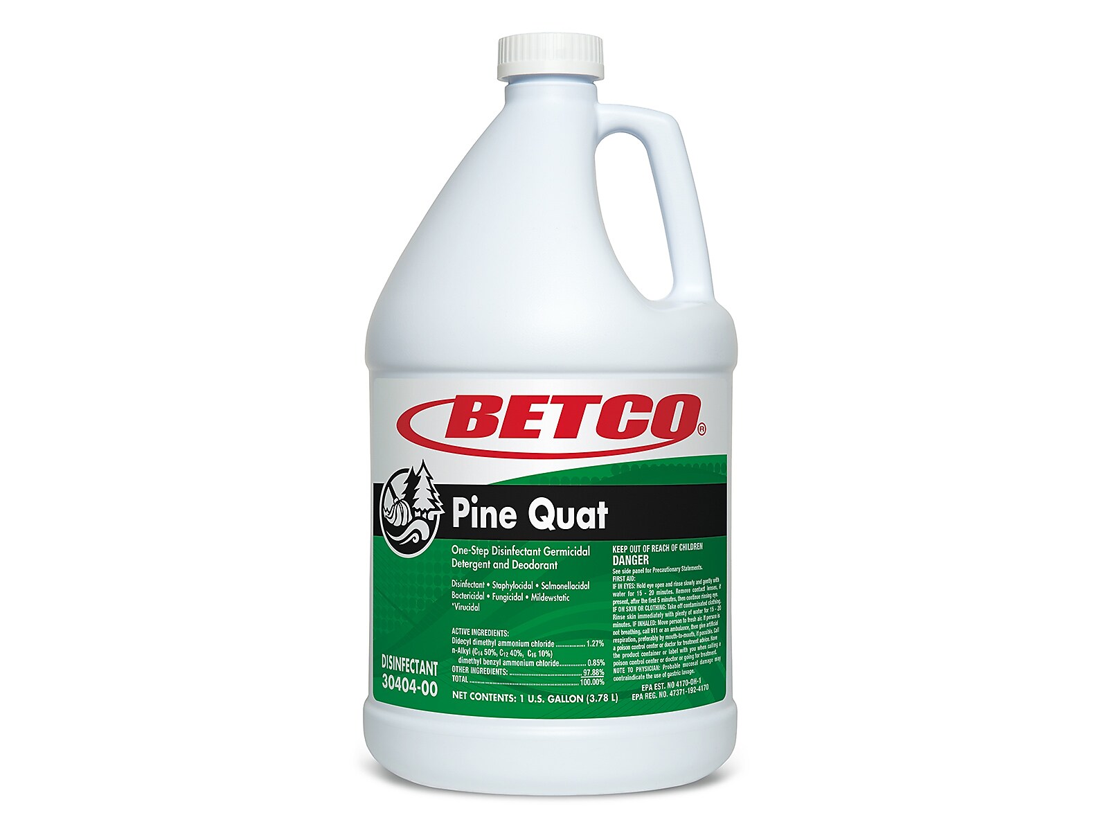 Betco Pine Quat Disinfectant Liquid Bottle, Pine, 128 oz., 4/Carton