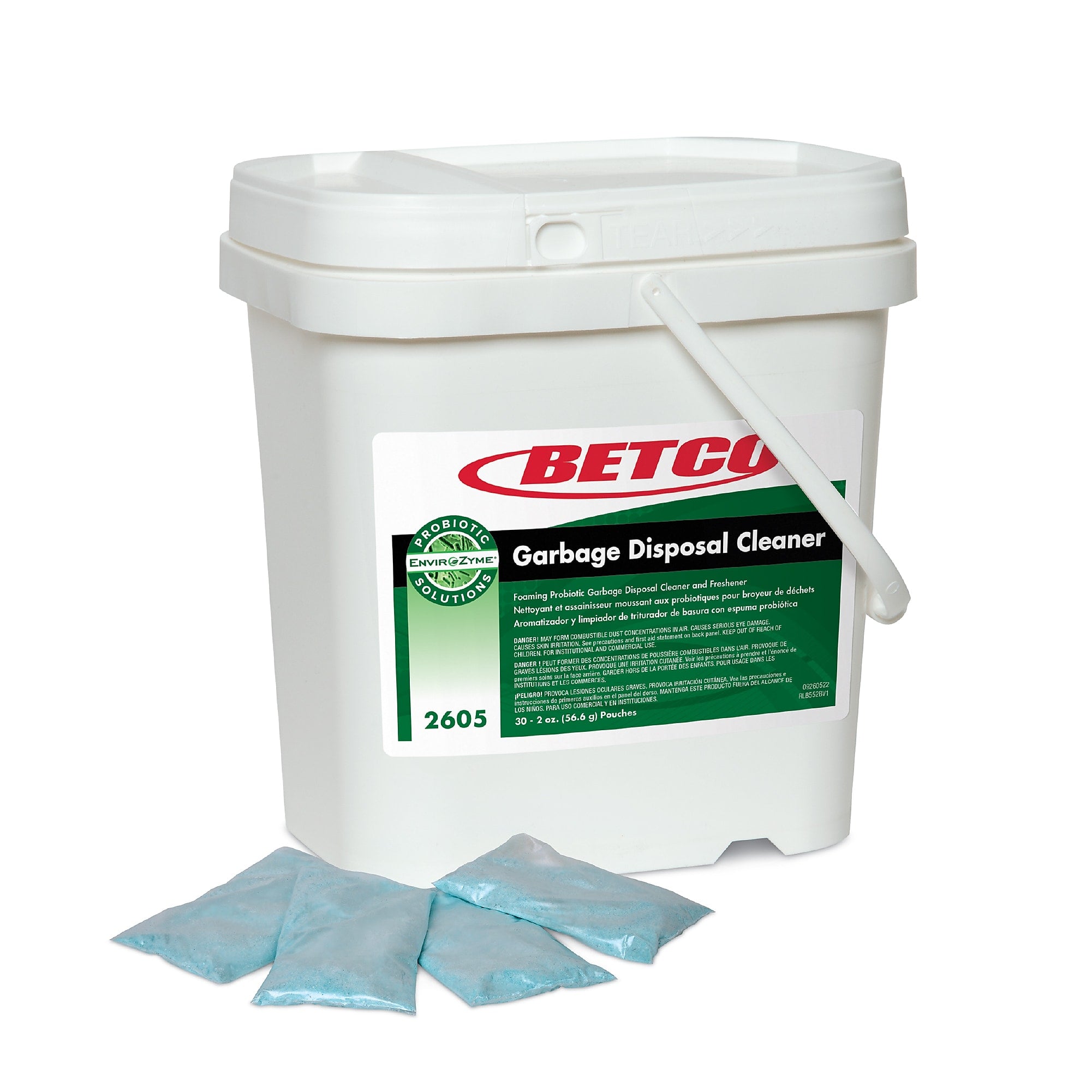 Betco Probiotic Garbage Disposal Cleaner, Fruity Scent, 2 oz Packet, 30/Carton