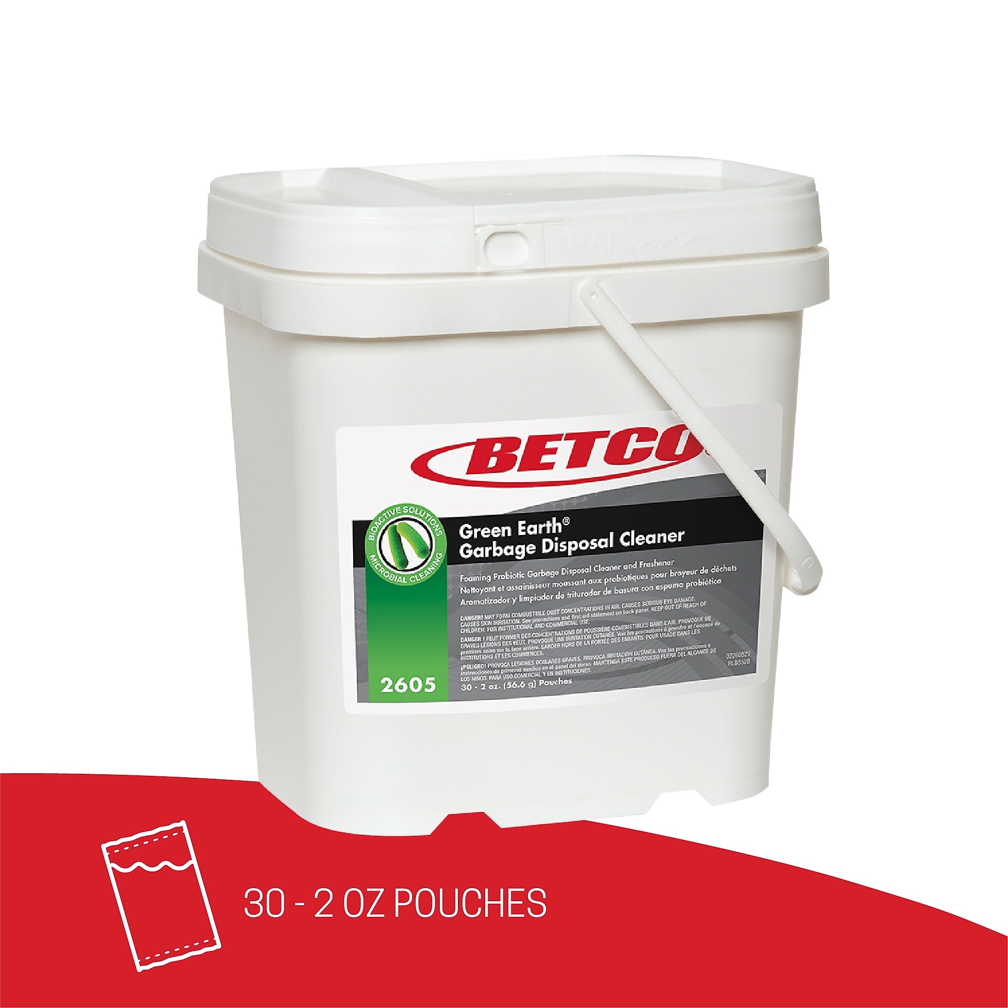 Betco Probiotic Garbage Disposal Cleaner, Fruity Scent, 2 oz Packet, 30/Carton