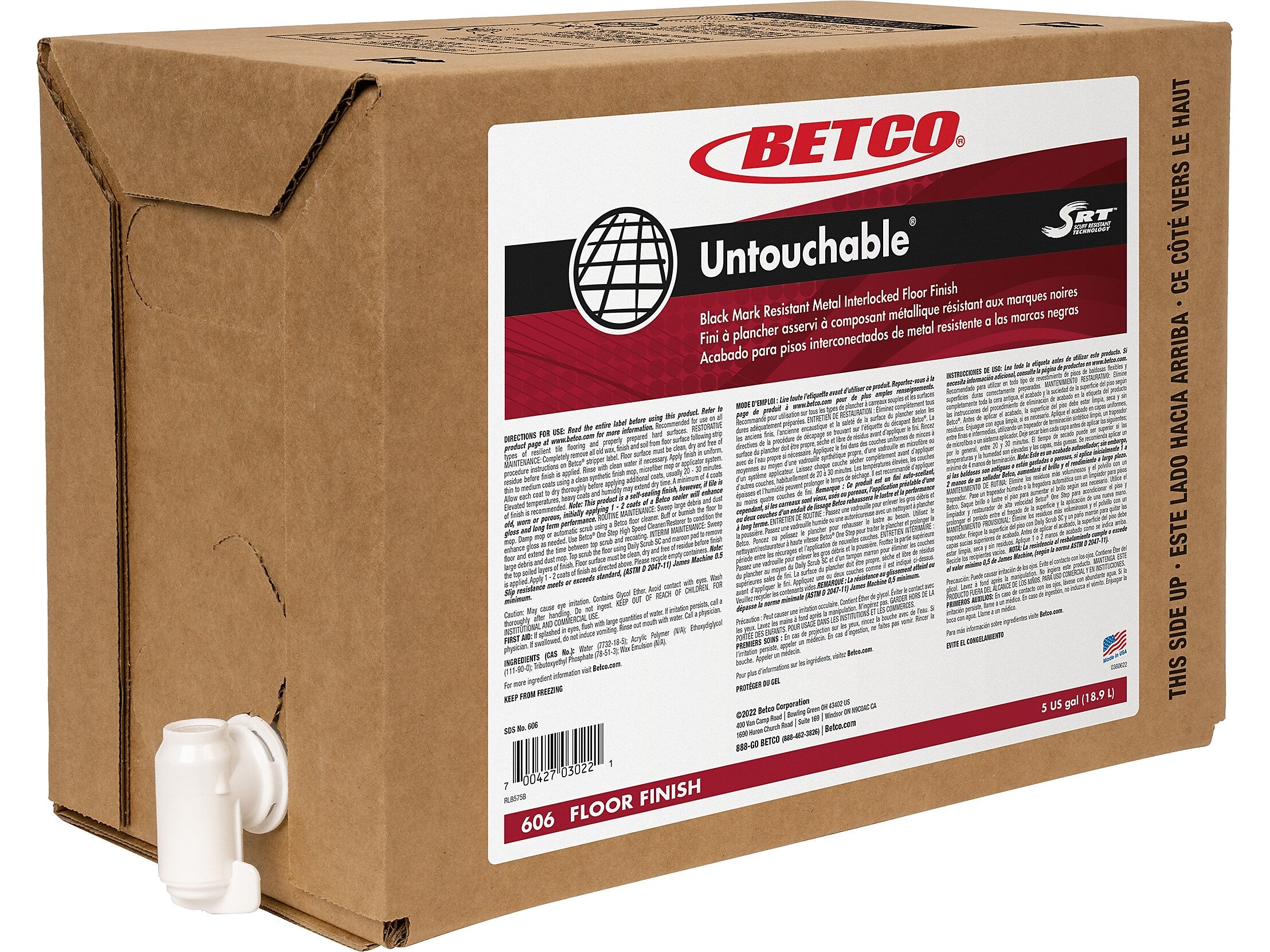 Betco Untouchable Floor Finish, 5 Gal.