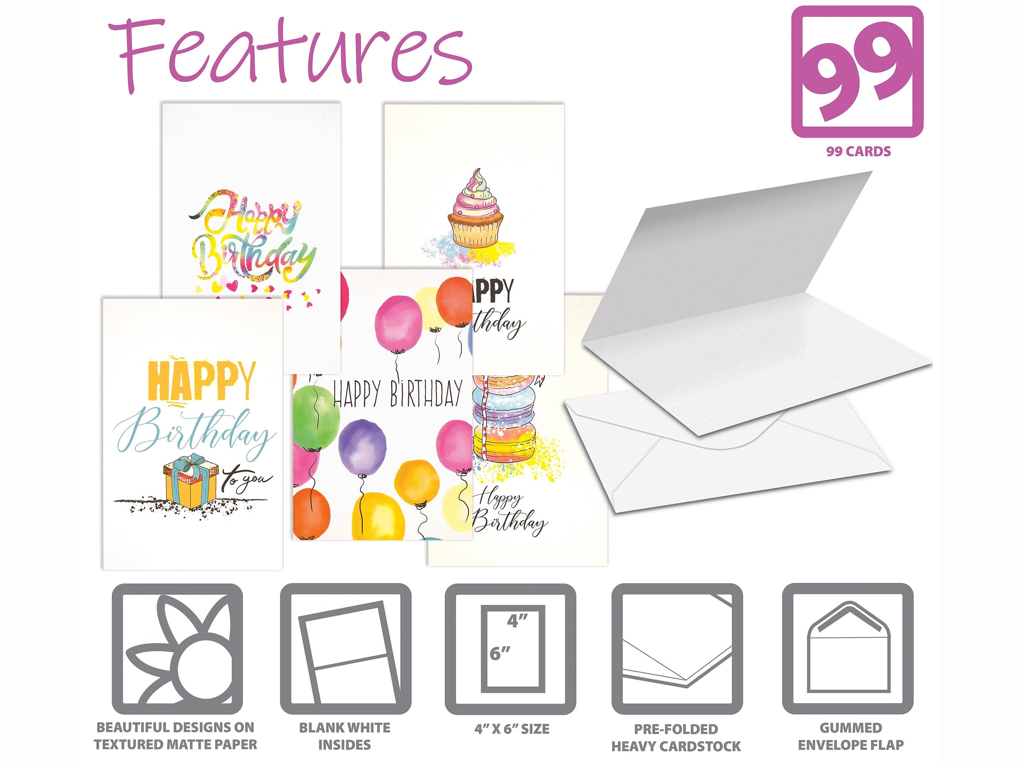 Better Office Fun & Chic Birthday Cards with Envelopes, 6