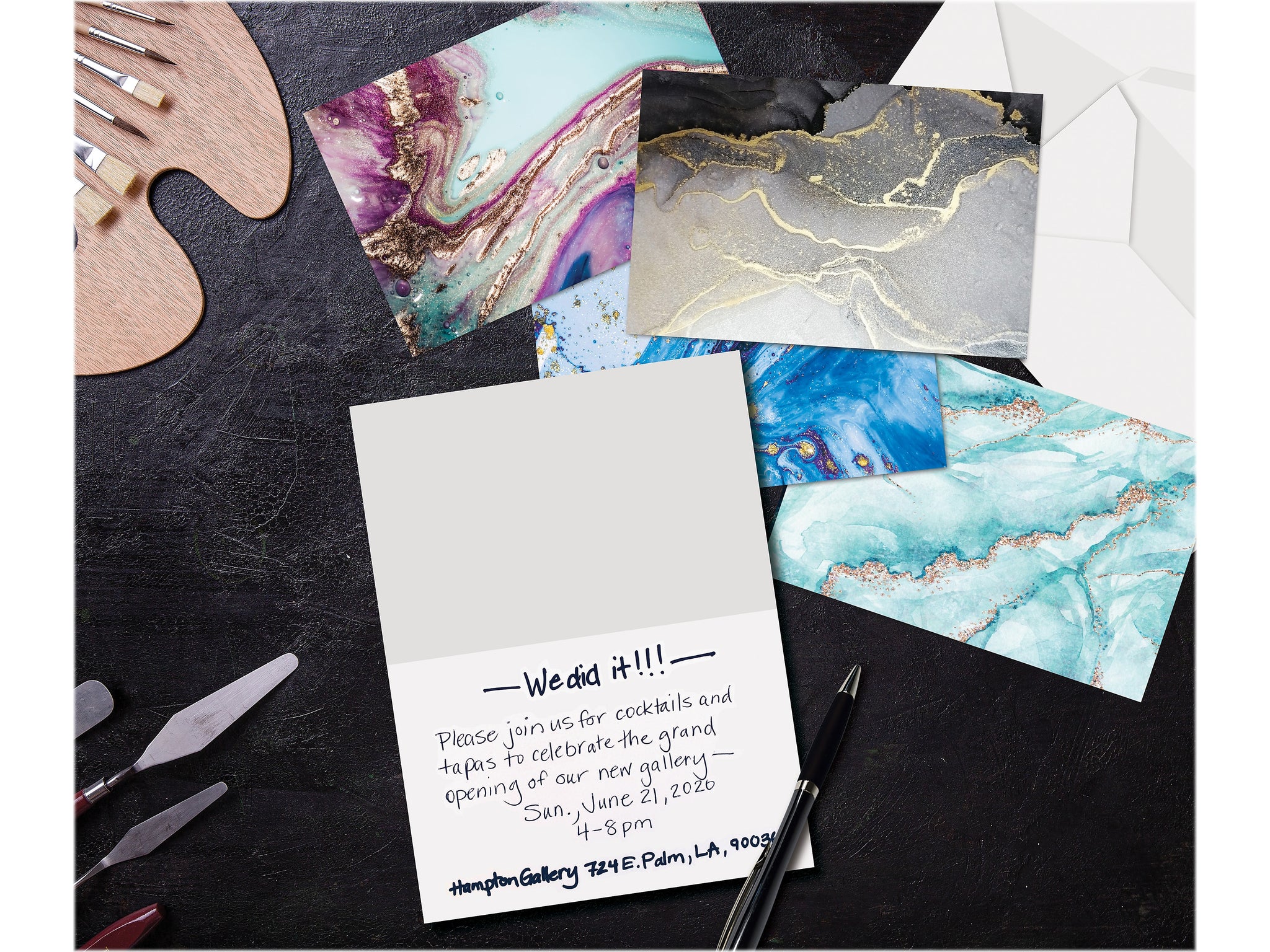 Better Office Marble Natural Stone Cards with Envelopes, 4