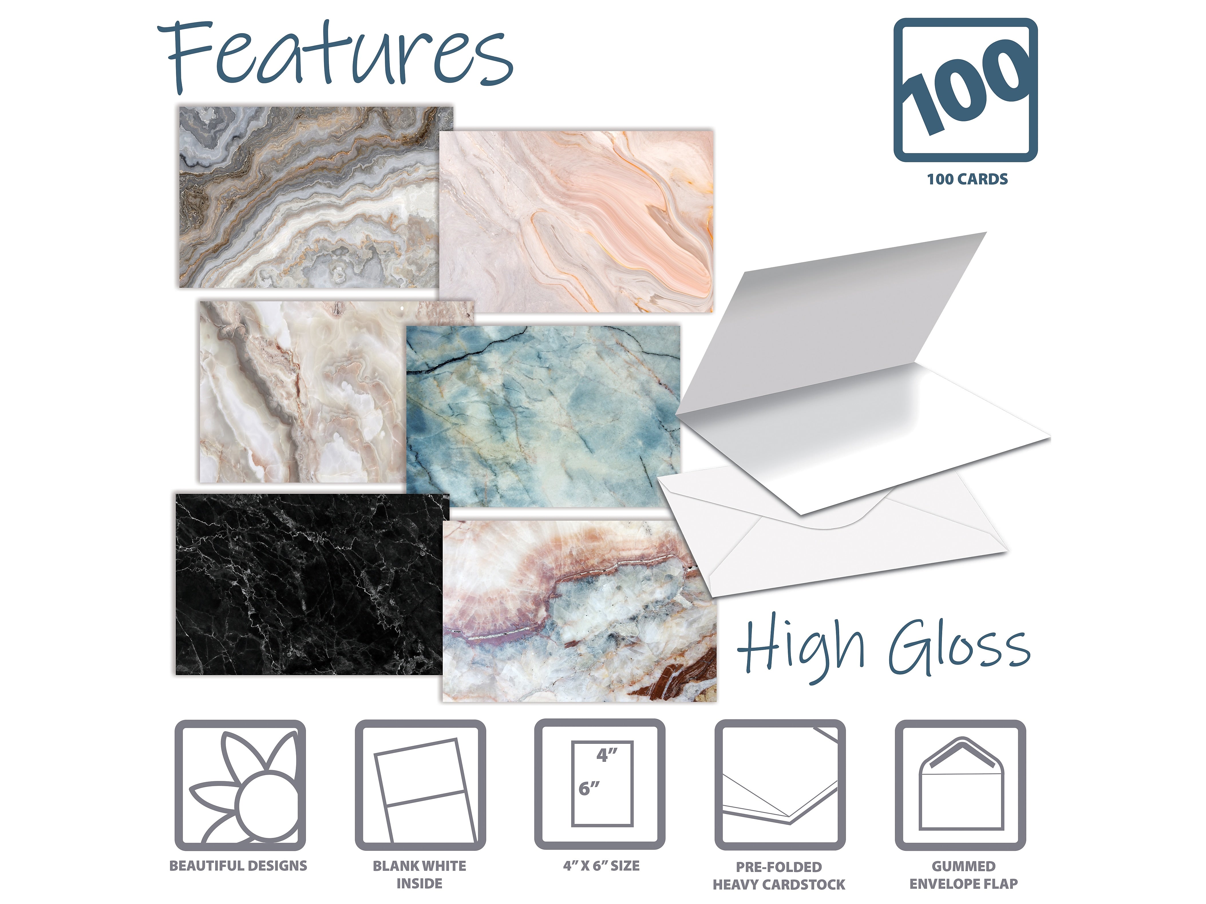 Better Office Natural Stone Cards with Envelopes, 4